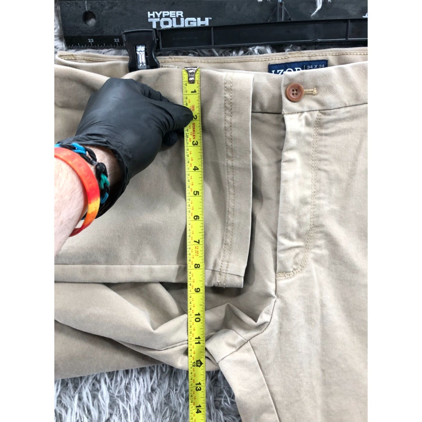 Izod Izod Chino Pants Mens Size 34x34 Beige Straight Rise Mid 34 Inseam 5-Pocket Solid Zipper Button Logo Regular Knit Polyester Blend Front Flat Front Size US 34 / EU 50 - 4 Thumbnail