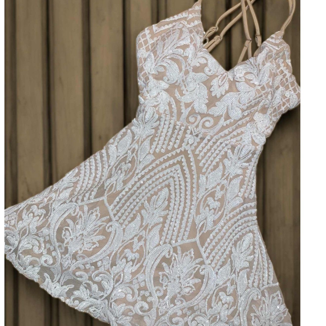 Windsor Smith Windsor Formal Sequin Dress Sleeveless Spaghetti Champagne Size S / US 4 / IT 40 - 3 Thumbnail