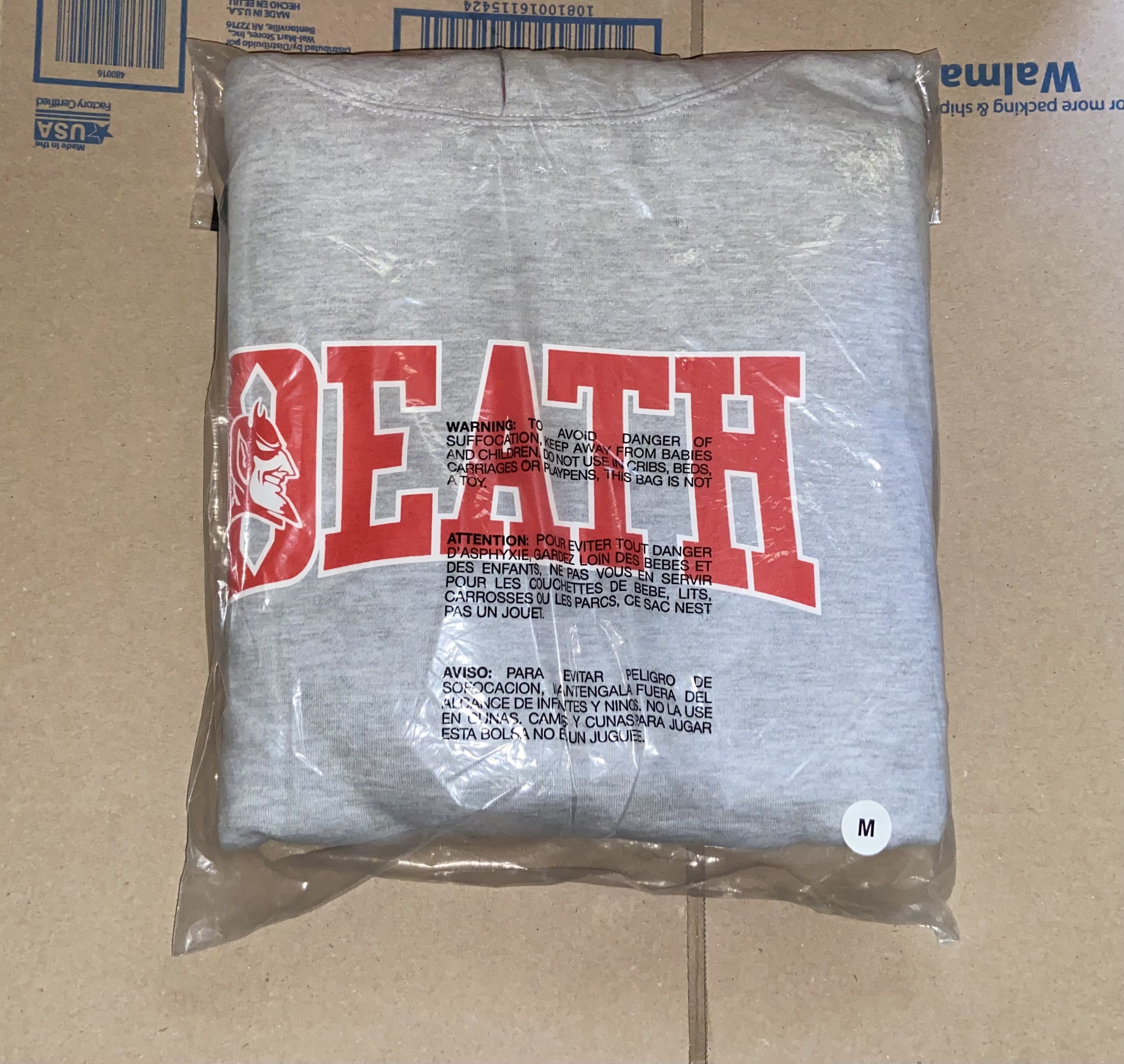 image of Mishka Mnwka Death Duke University Blue Devils Logo Hoodie ! in Grey/Red, Men's (Size Medium)
