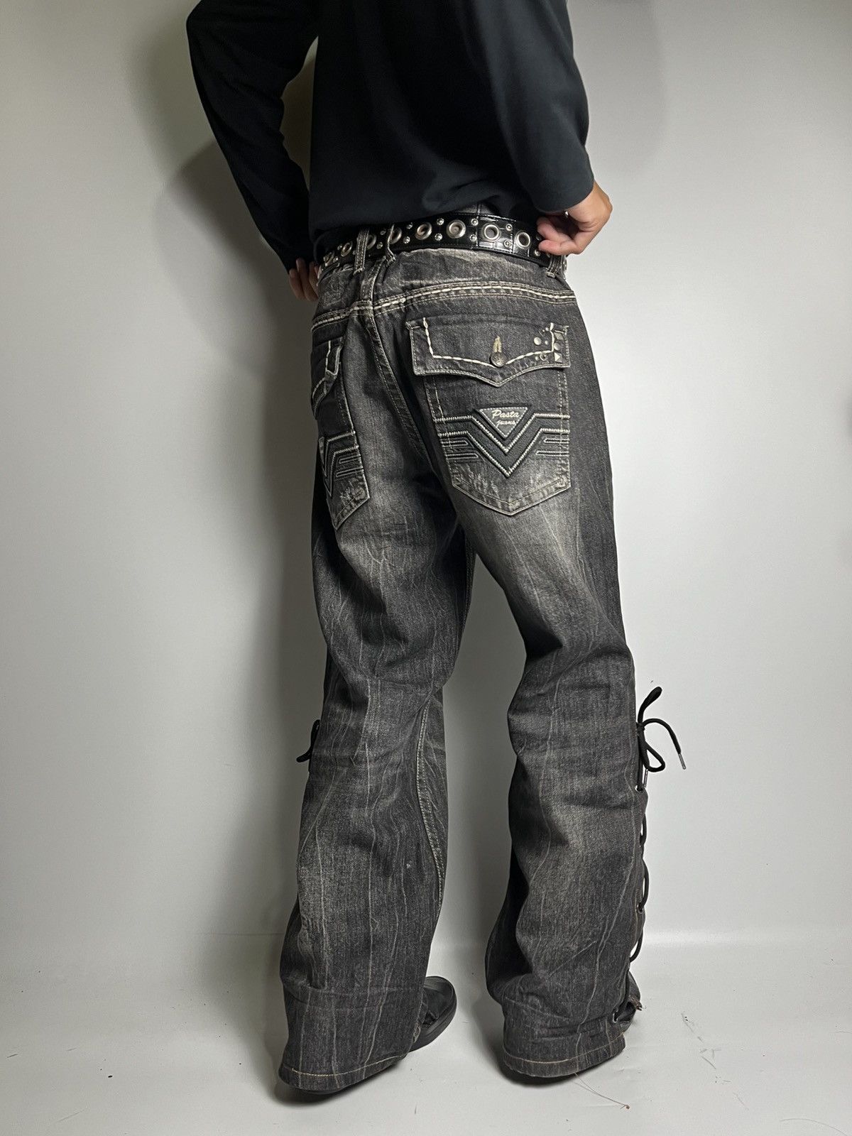 Japanese Brand Lace up pasta denim pant vkei style japanese brand Size US 36 / EU 52 - 1 Thumbnail