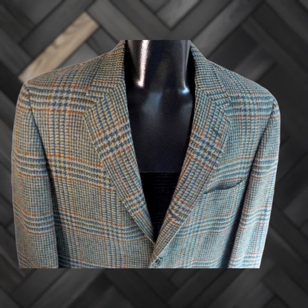 Vintage Criketeer for Strawbridge & Clothier 3 Button Plaid Blazer Wool Green 42R Mens Jacket Blazer Plaid Wool Green Mens 42R Size 42R - 1 Thumbnail