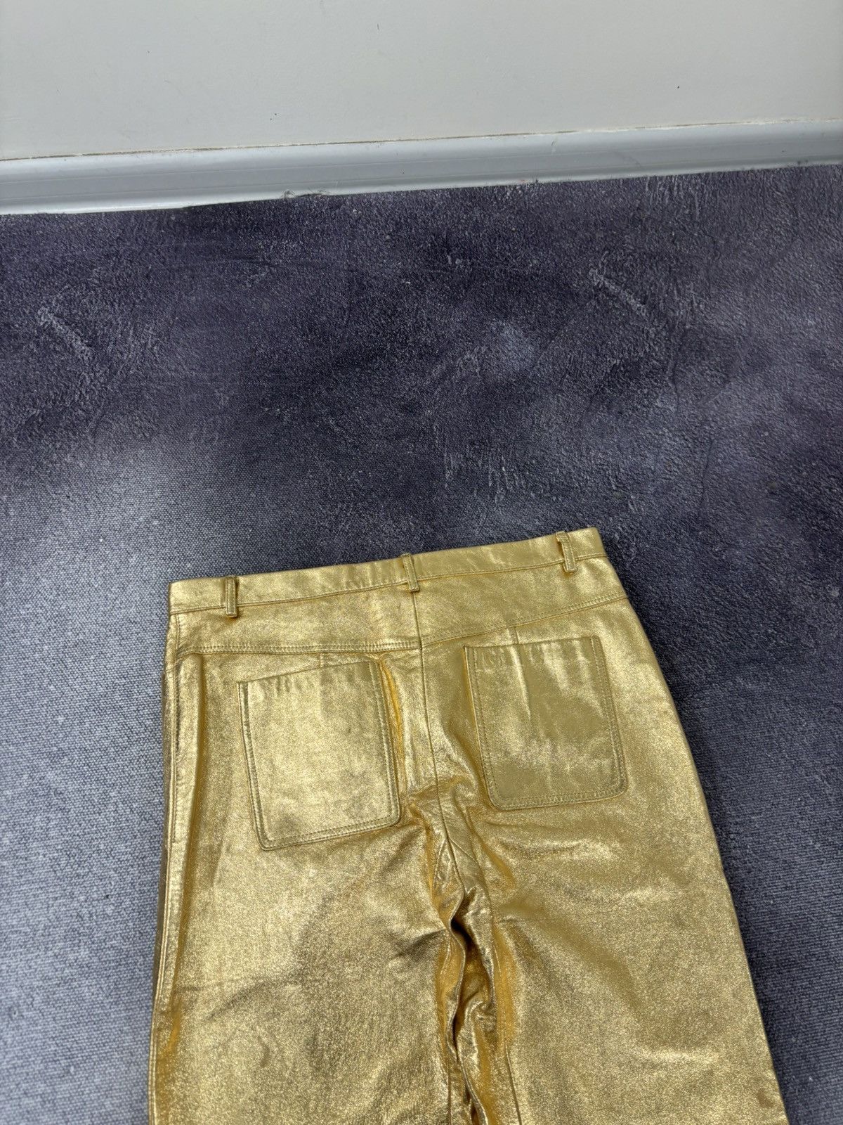 Sandro Sandro Paris NWT Women’s Metallic Gold Lamb Leather Pants Size 30" / US 8 / IT 44 - 22 Thumbnail