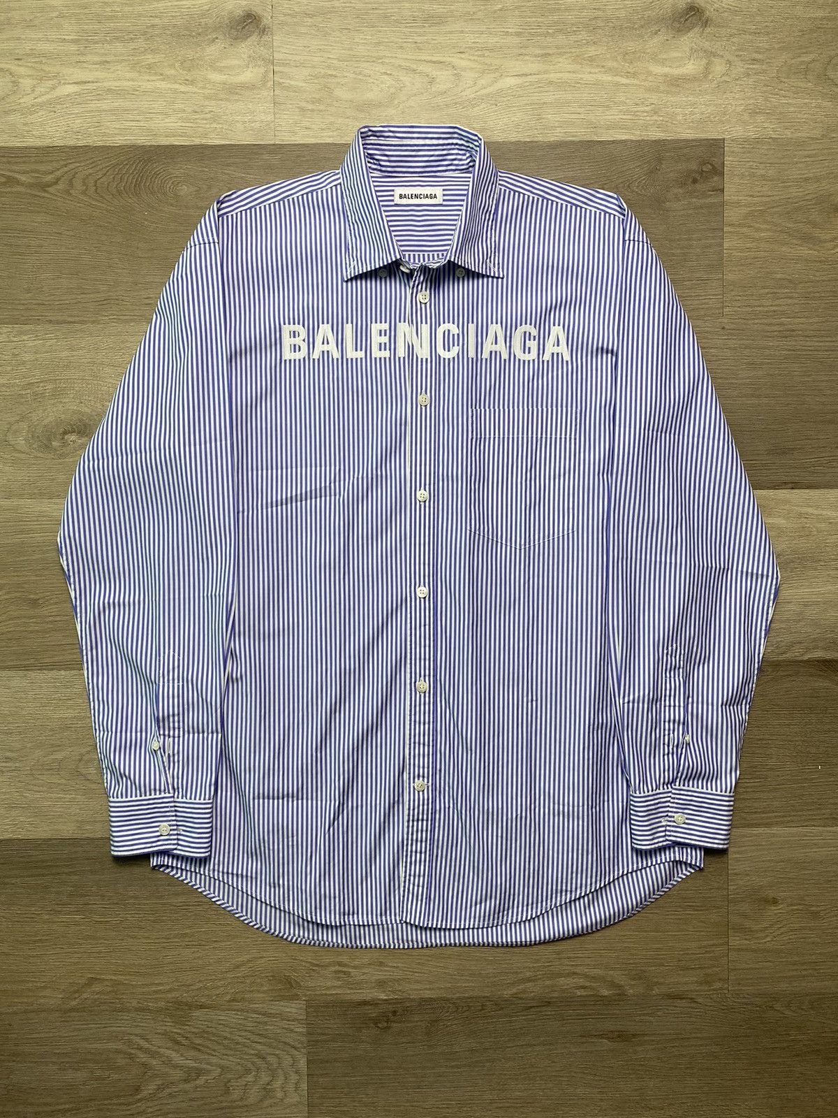 Striped Shirt Balenciaga Logo Button Down Shirt Balenciaga Striped