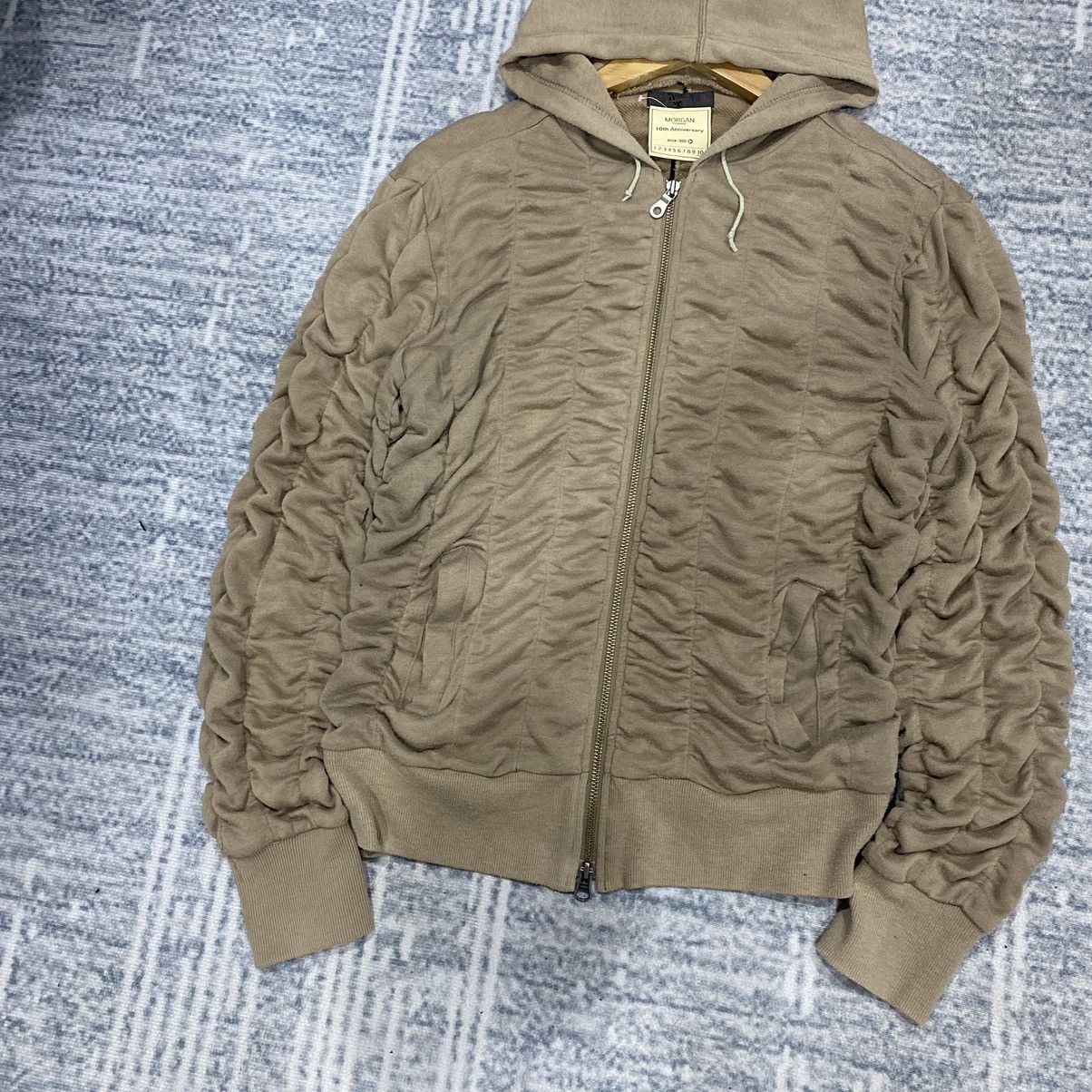 Designer × Japanese Brand × Morgan Homme 🚨FINAL DROP🚨Morgan Homme Pleated Ribbon Unique Zipper Hoodie Size US M / EU 48-50 / 2 - 4 Thumbnail