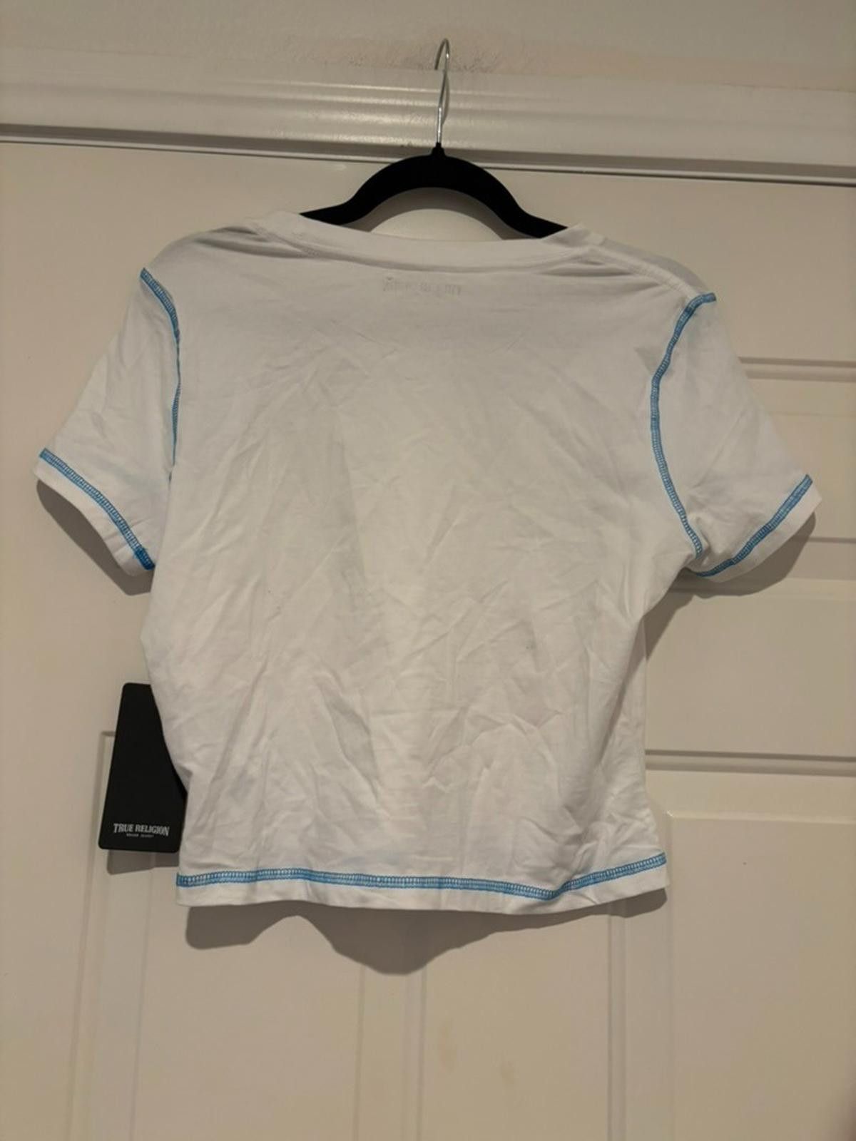 True Religion Women's sz L white True Religion cropped shirt new #670 Size L / US 10 / IT 46 - 2 Thumbnail