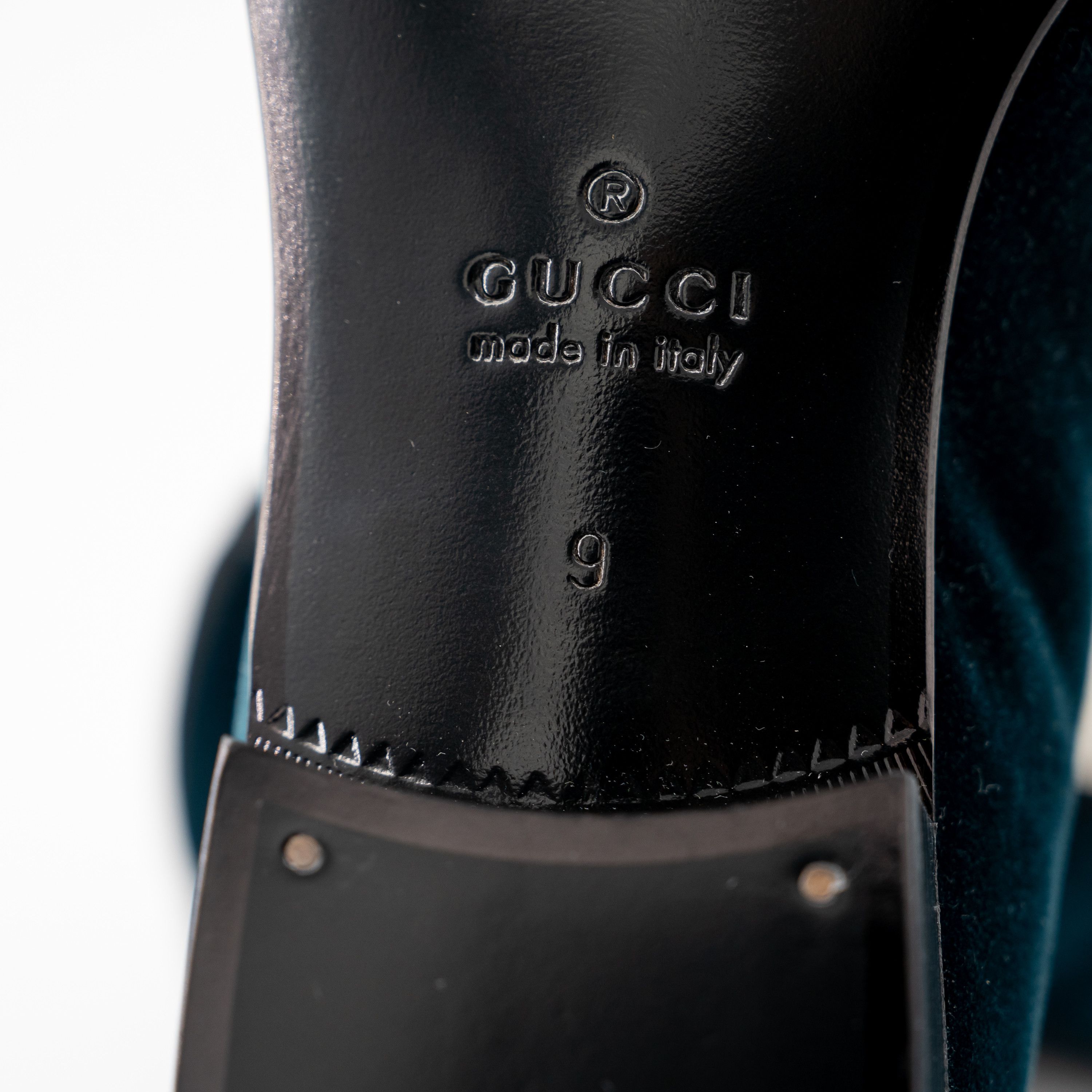 Gucci 9G - Gucci Velvet Loafers Tassel GG Blue Green Moccasins Size US 9.5 / EU 42-43 - 7 Thumbnail