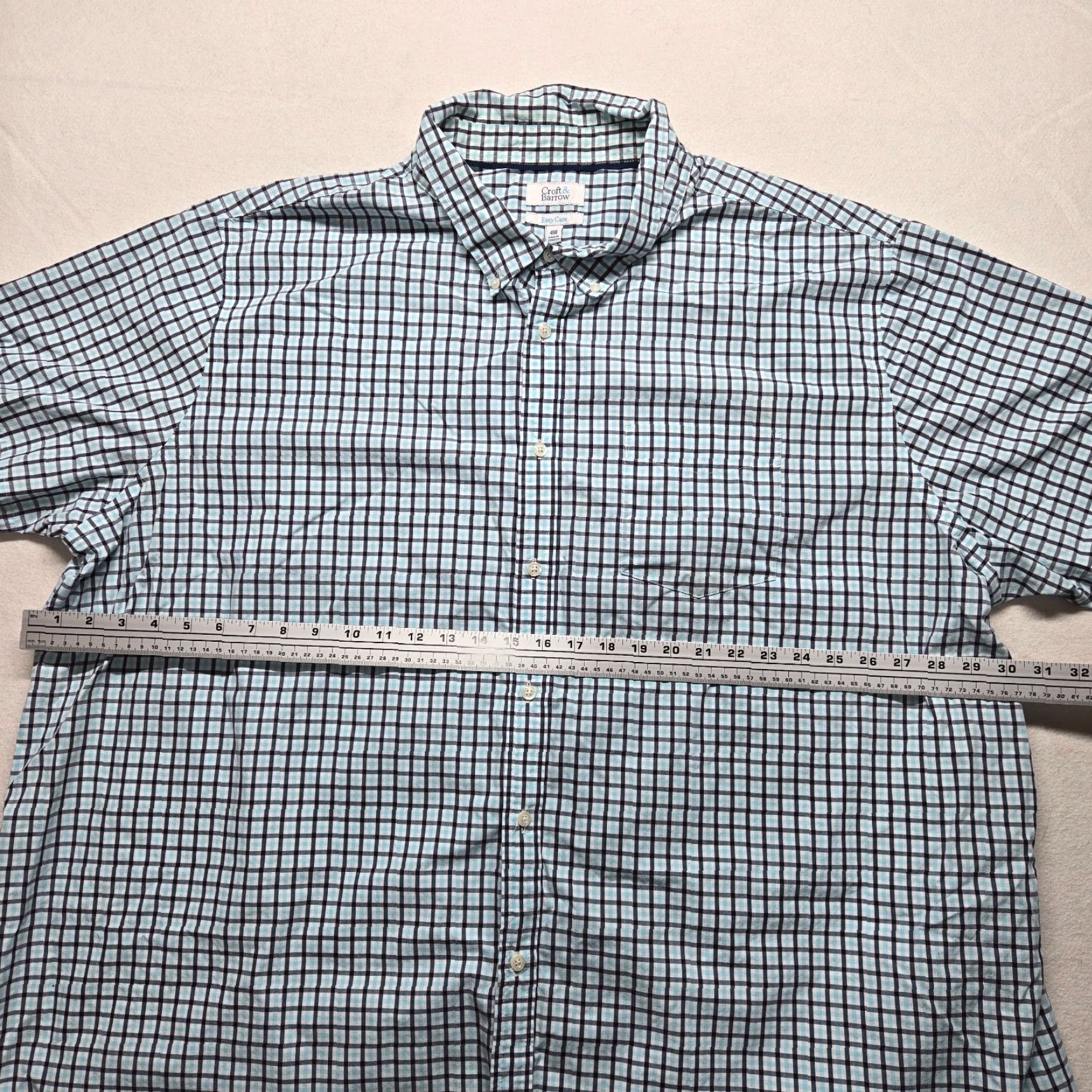 Croft & Barrow Croft & Barrow Shirt Blue Plaid Short Sleeve Button-Up Adult Men 4XB Easy Care Comfortable Casual Button-Down Classic Size US XXL / EU 58 / 5 - 4 Thumbnail