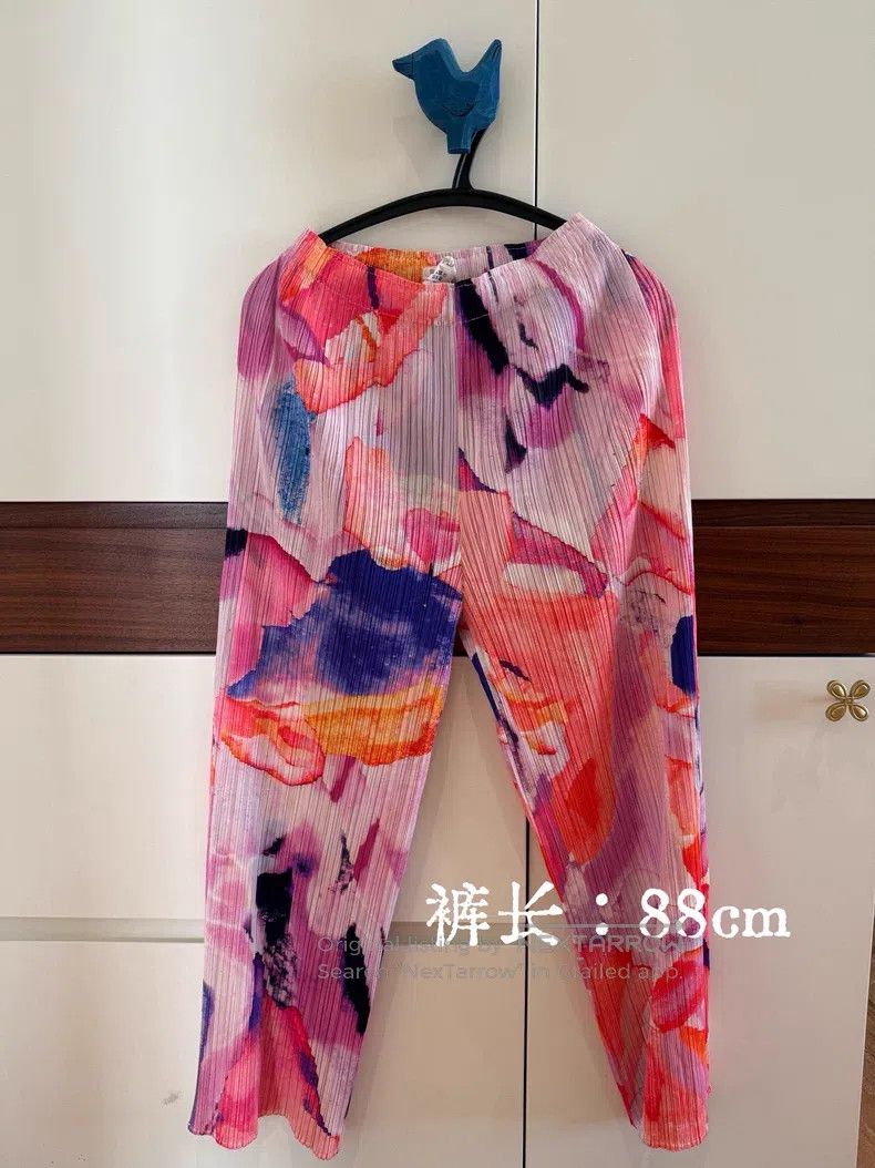 Issey Miyake Issey Miyake size:3 Pink Black Split Hem Trousers Size 31" - 1 Thumbnail