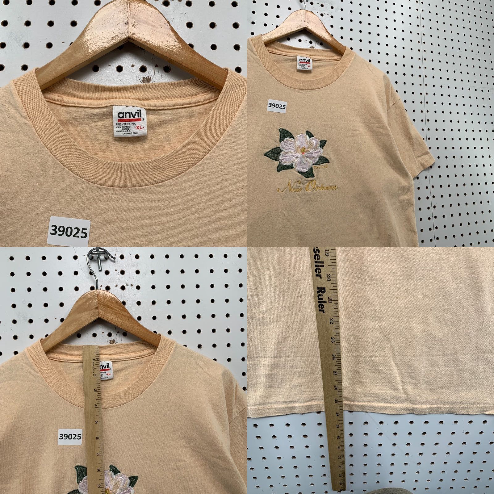 Anvil VINTAGE Anvil 90s Floral Shirt Adult XL Orange Single Stitch Flower USA Mens Size US XL / EU 56 / 4 - 8 Thumbnail