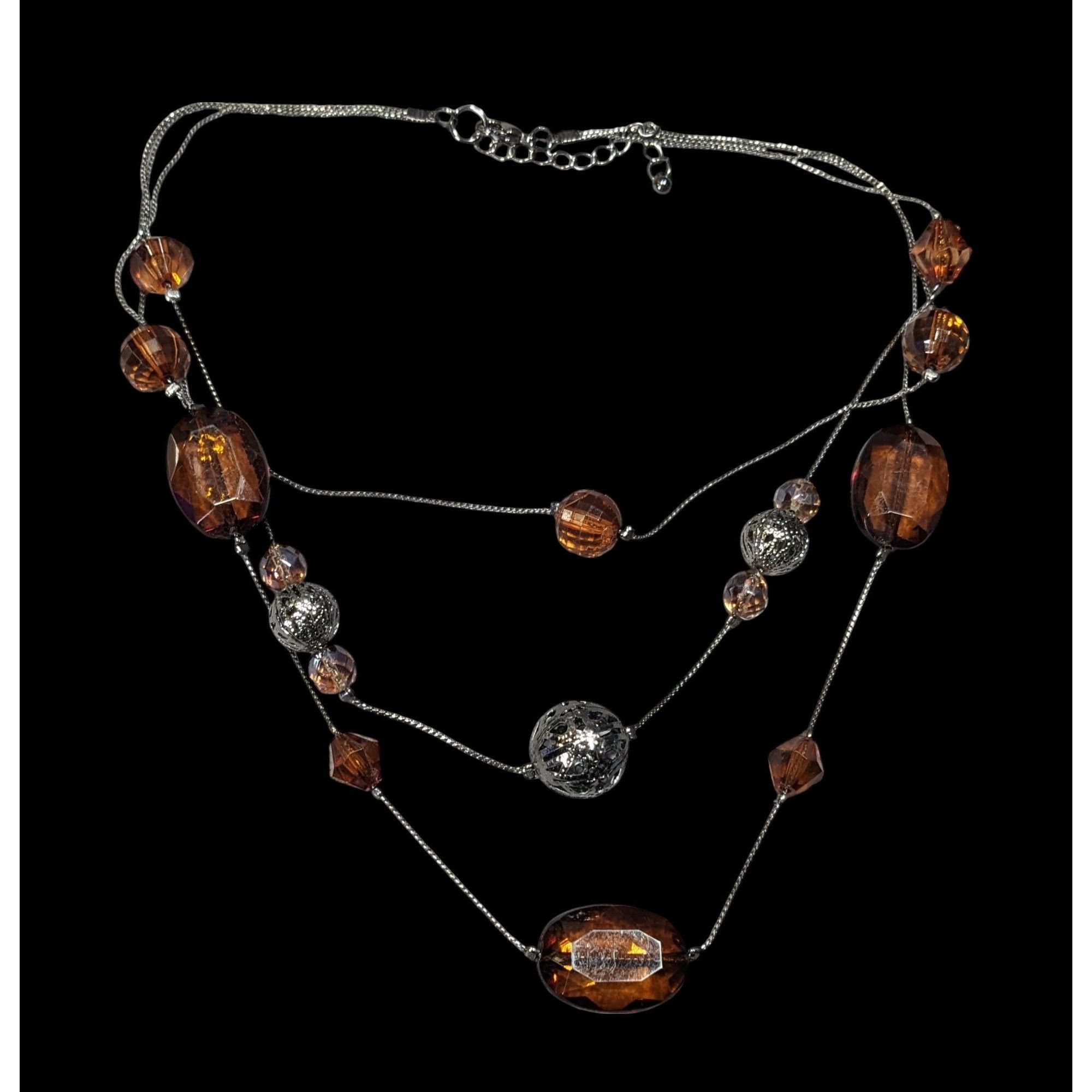 Other Rustic Brown Gemmed Silver Tone Accent Layered Station Neckl Size ONE SIZE - 1 Thumbnail