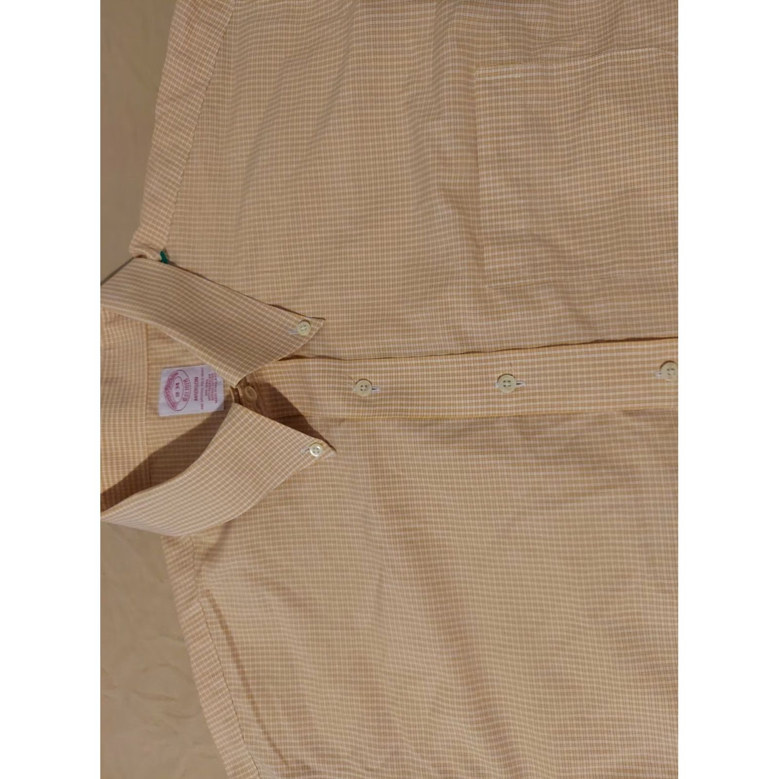 Brooks Brothers Mens Brooks Brothers Dress Shirt 18 34 Yellow Button Cotton Size 48R - 2 Thumbnail
