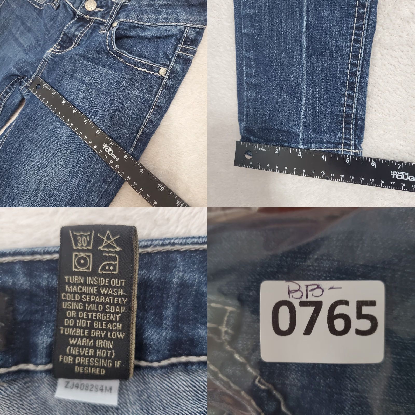 Vintage ZCO Jeans Premium Jeans Juniors 5 Blue Med Wash Low Rise Embroidered Pockets Rhinestone Bling Skinny 5-Pocket Design 90s Womens Size 27" / US 4 / IT 40 - 9 Thumbnail