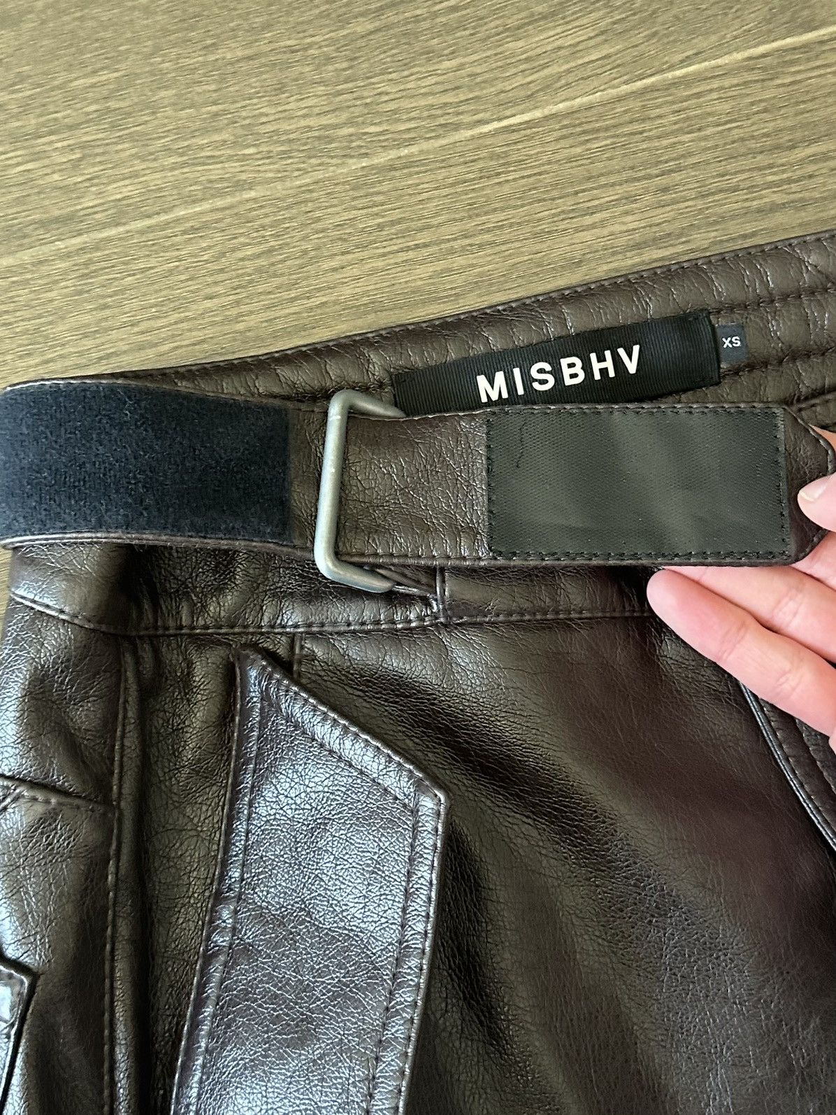 Misbhv Misbhv Brown Vegan Leather Biker Pants Size US 30 / EU 46 - 8 Thumbnail