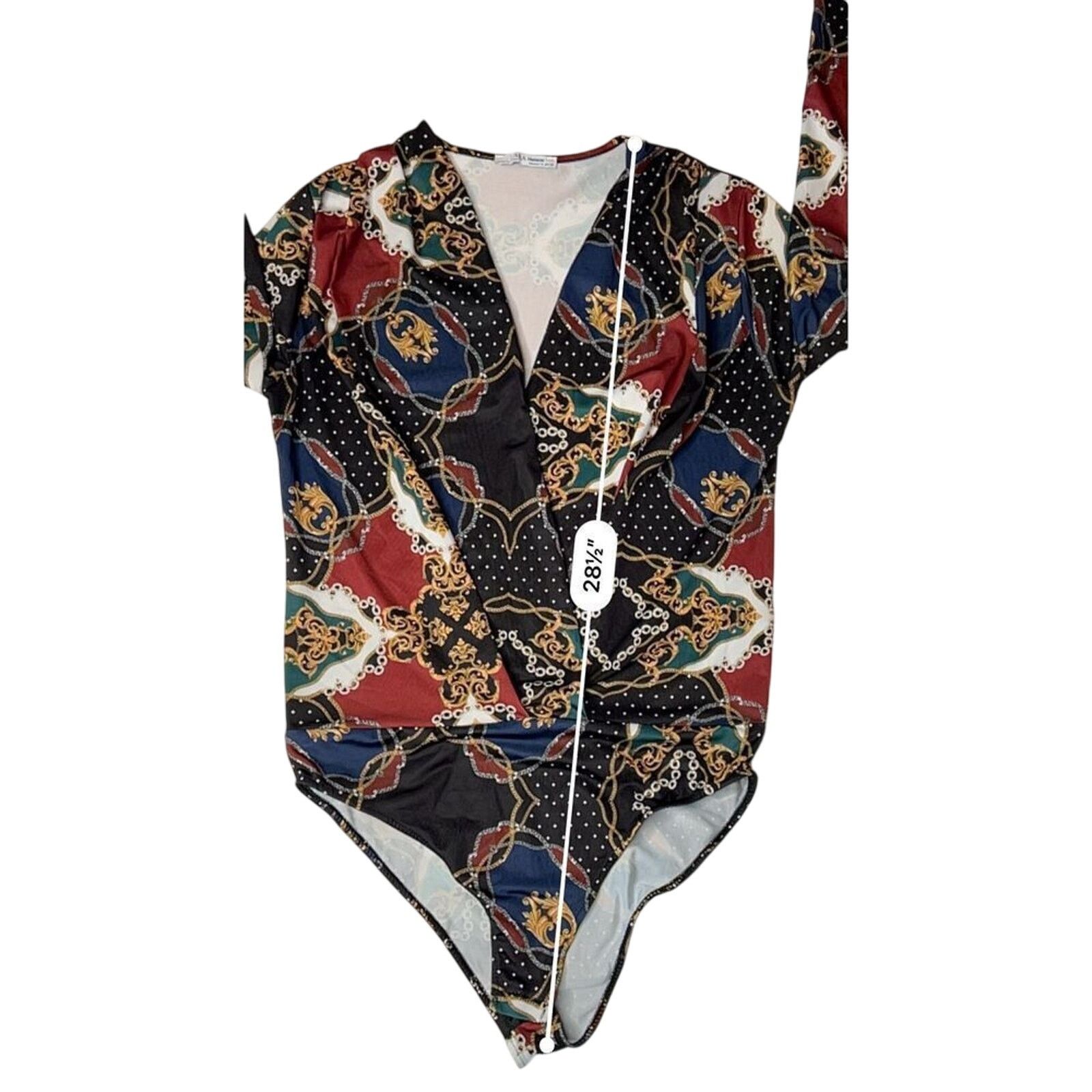 Zara Zara Nautical Wrap Bodysuit Top Blue Burgundy Chains MEDIUM Size M / US 6-8 / IT 42-44 - 10 Thumbnail