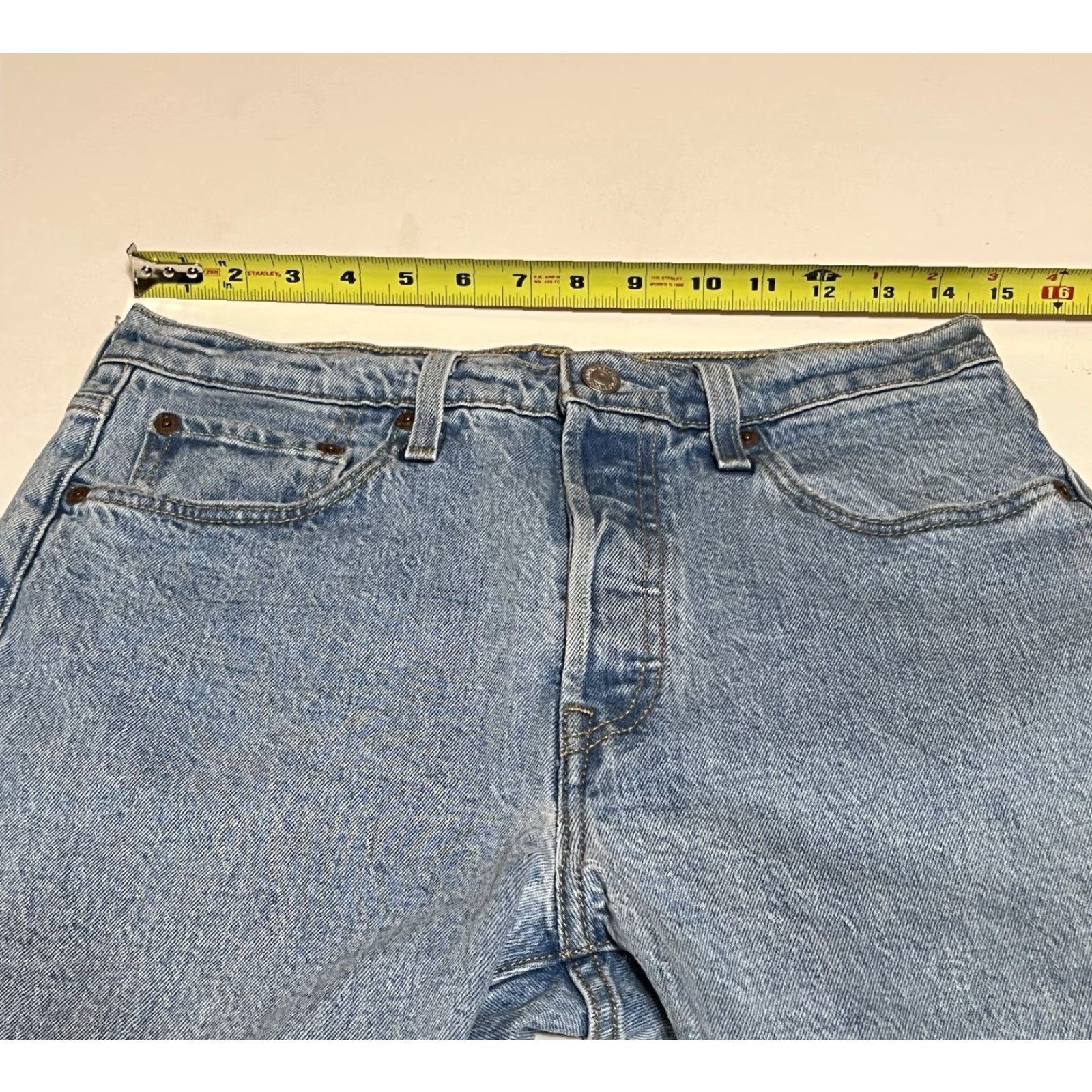 Levi's VINTAGE Levis 501 S Skinny Cropped Jeans Women's Blue 29x28 Button Fly Distressed 5-Pocket Denim Slim Fall Spring Summer Winter USA 90s Size 29" - 3 Thumbnail