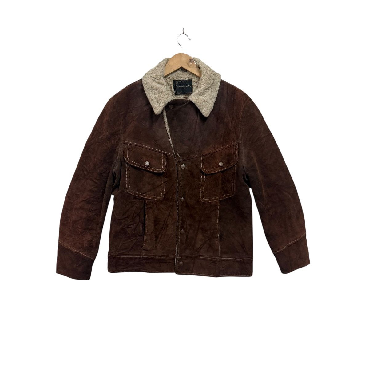 Towncraft Vintage 70s Jc Penny Suede Leather Jacket Sherpa Lining Size US L / EU 52-54 / 3 - 2 Thumbnail