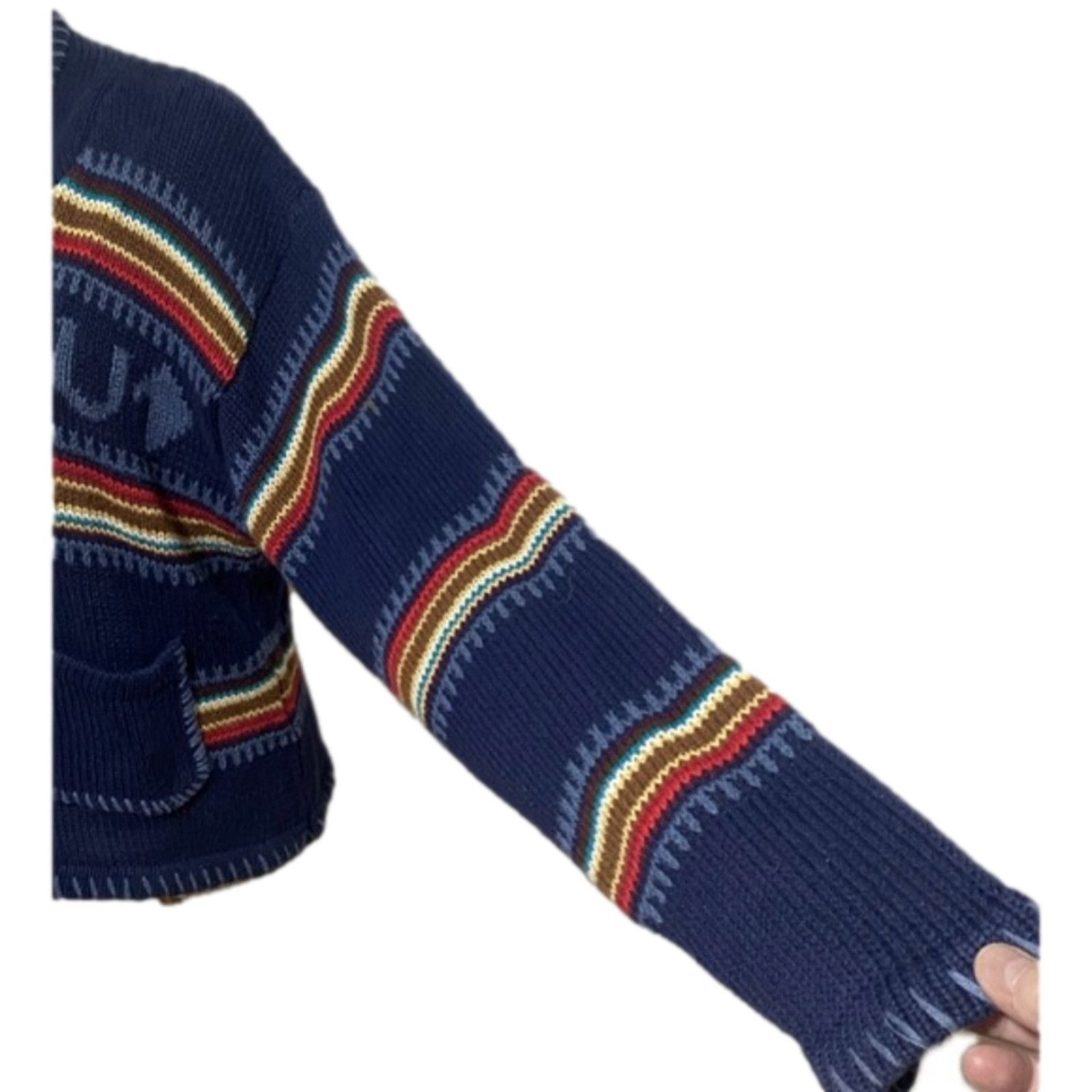 Vintage VTG CAPEZIO RAINBOW HORSE SWEATER equestrian western rodeo Size L / US 10 / IT 46 - 3 Thumbnail