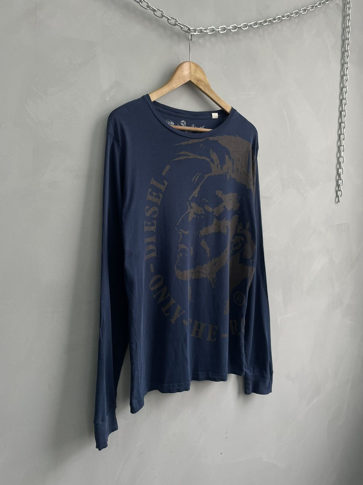 Diesel Diesel Longsleeve Big Logo Blue y2k Style Vintage Size US L / EU 52-54 / 3 - 3 Thumbnail