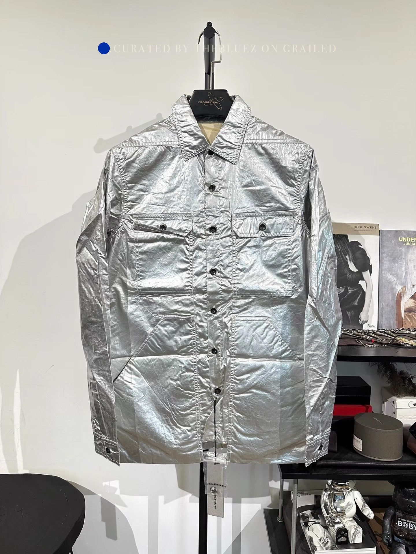 Rick Owens Metallic Silver Cargo Jacket Size US S / EU 44-46 / 1 - 1 Thumbnail