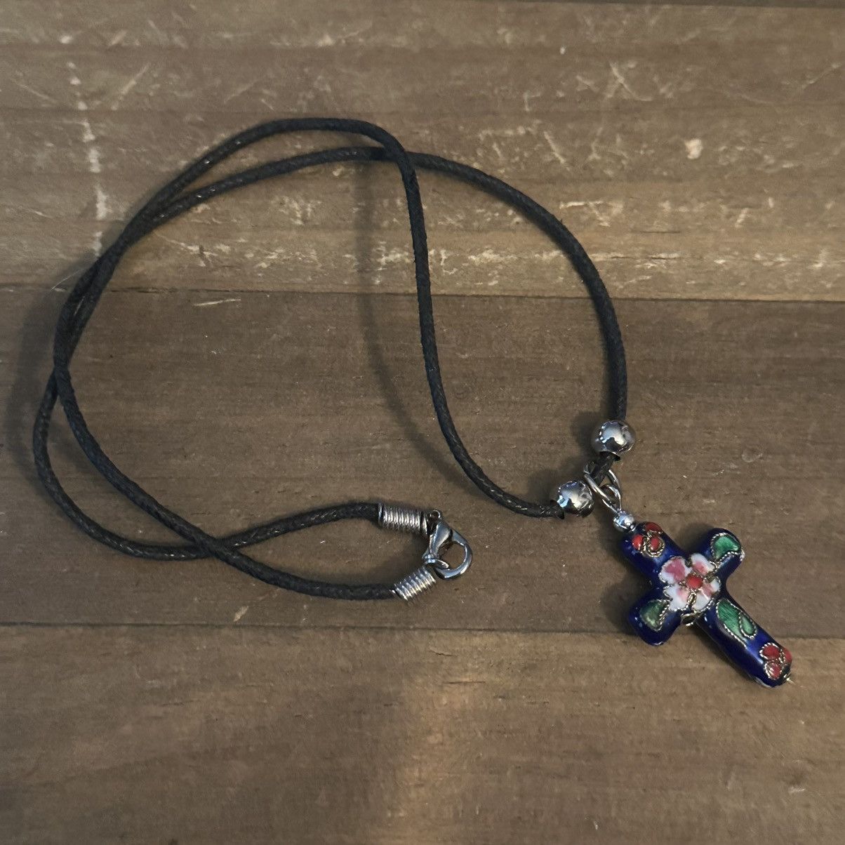 Other Cloisonné cross pendant cord necklace Size ONE SIZE - 2 Thumbnail
