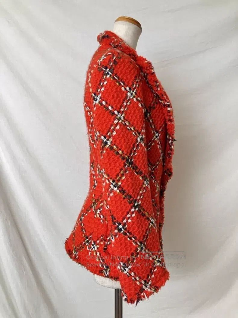Junya Watanabe Junya Watanabe Red Plaid Deep V-Neck Tailored Blazer Size M / US 6-8 / IT 42-44 - 7 Thumbnail