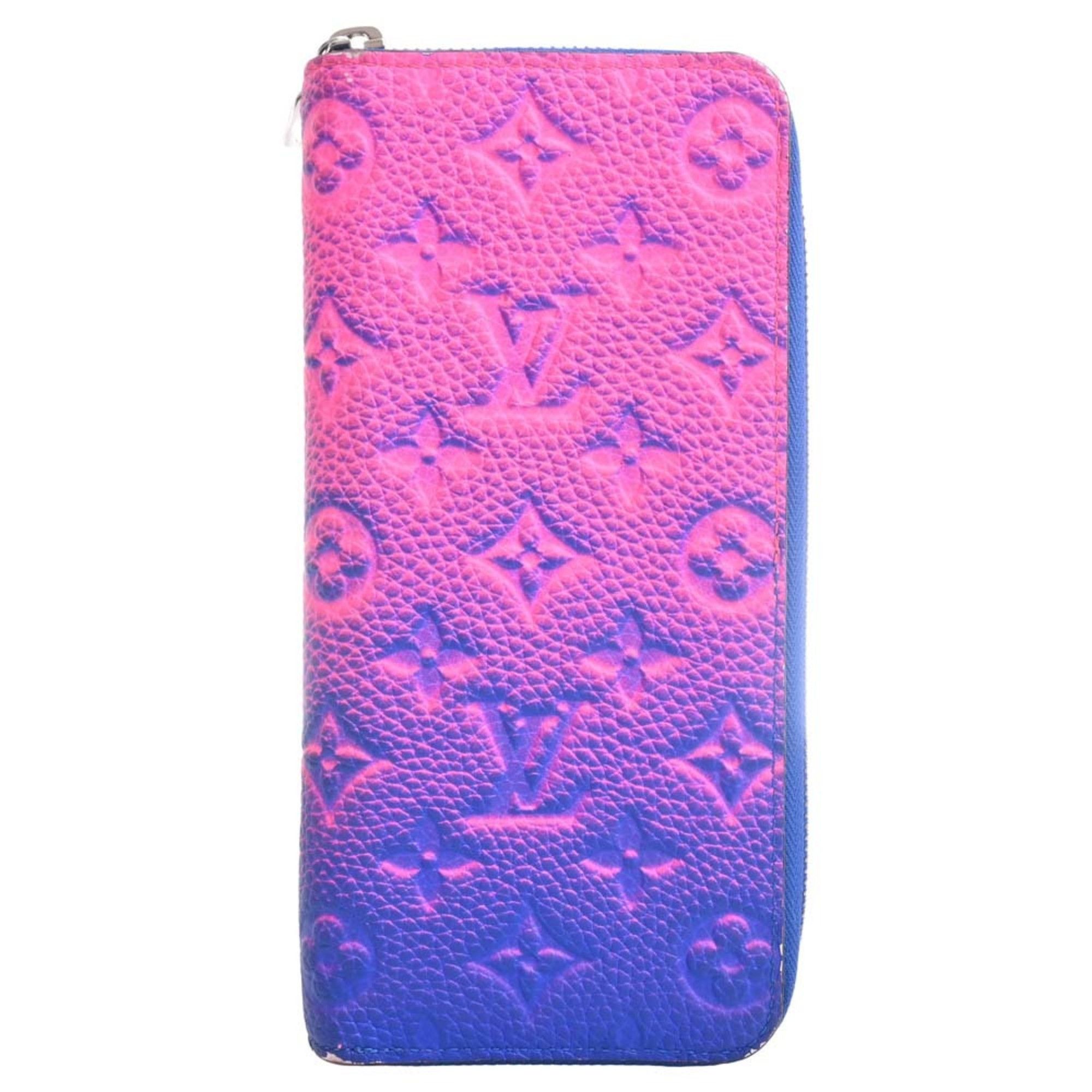 Louis Vuitton Vertical NM Round Zip Long Wallet Blue Pink M81243