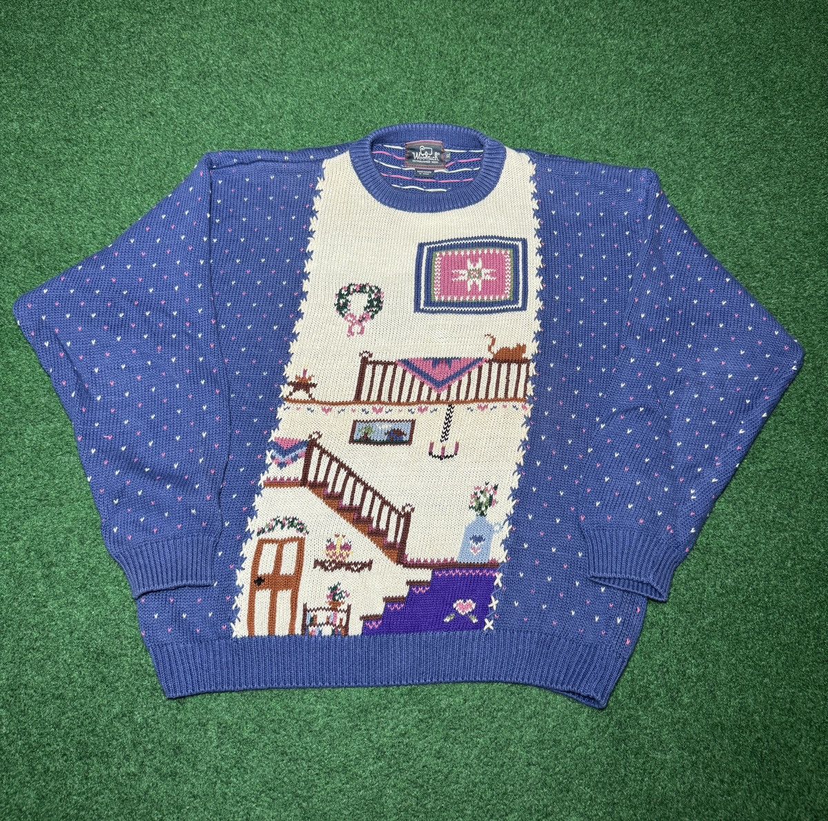 Woolrich Woolen Mills Woolrich Birdseye Knit Home Sweet Home Grandma 90s Sweater Size XL / US 12-14 / IT 48-50 - 1 Thumbnail