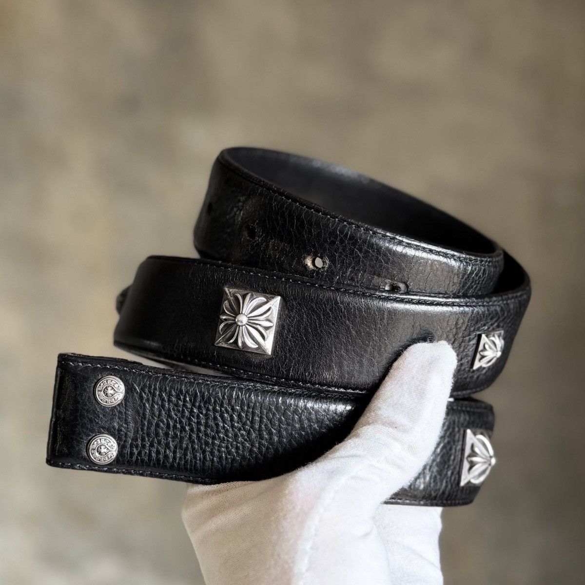 Chrome Hearts Chrome Hearts Pyramid Stud Leather Belt Strap SZ: 34 Size 34 - 2 Thumbnail