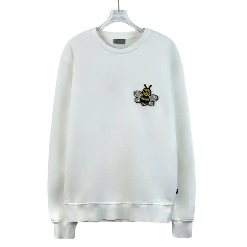 Dior Dior Women's White Cotton Sweatshirt with Bee 0089 Size L / US 10 / IT 46 - 1 Thumbnail