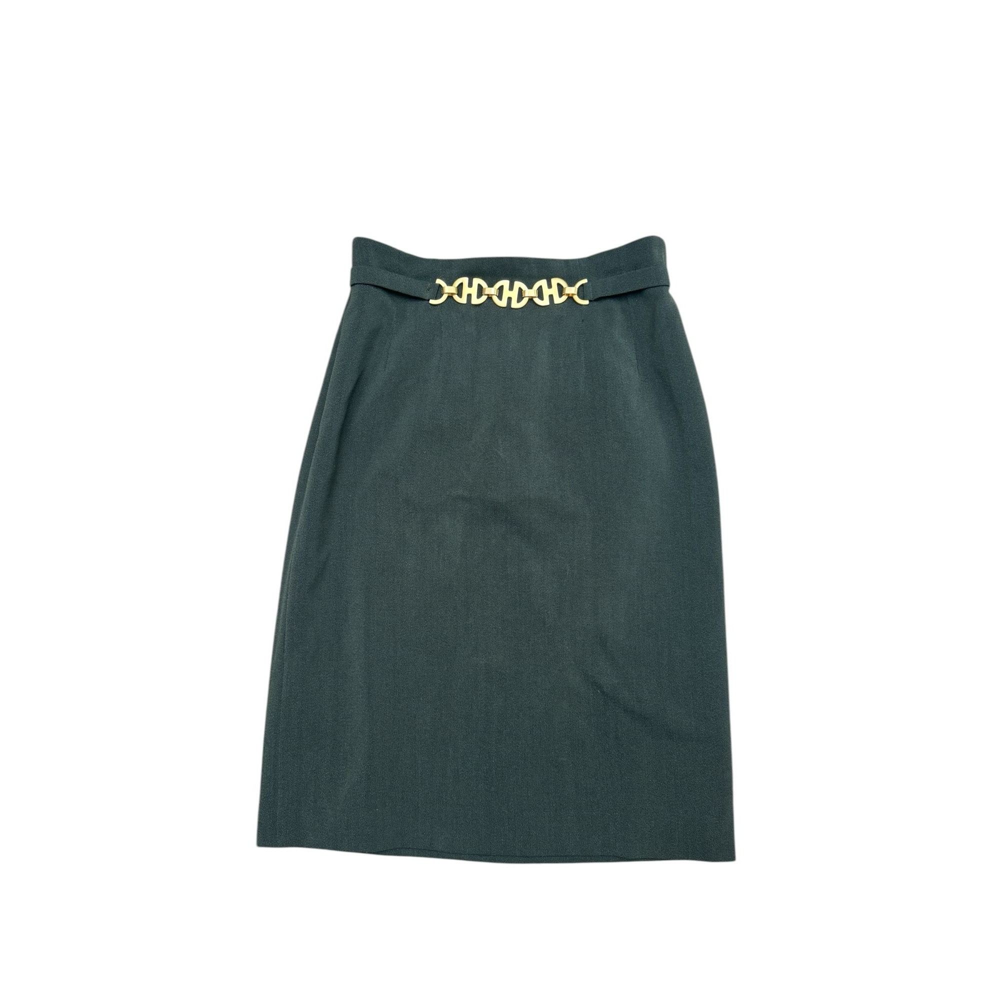 Celine Vintage Kaki Wool Skirt Size 30" / US 8 / IT 44 - 1 Thumbnail