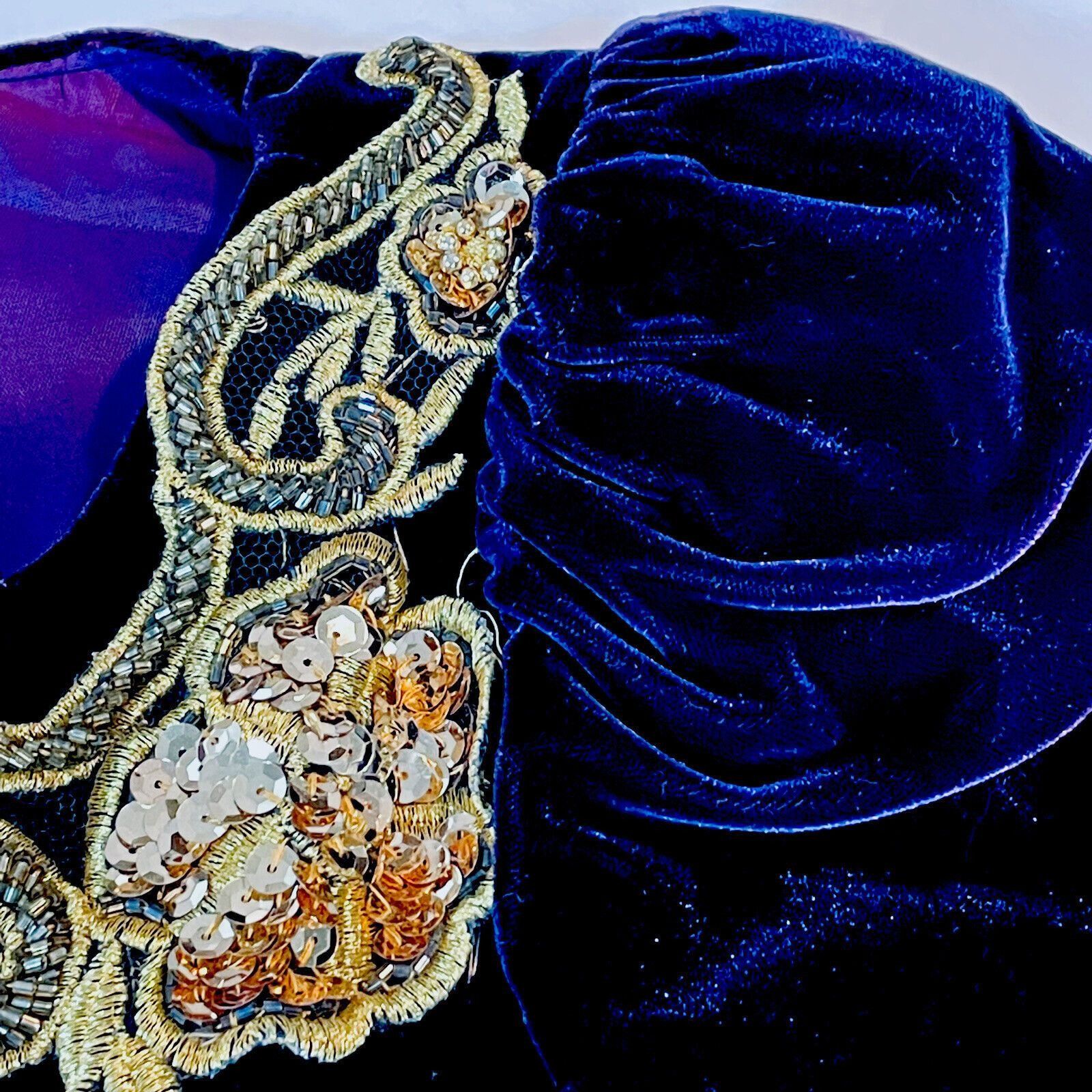 Vintage Scott McClintock Hand Beaded Velour Gold Purple Shirt Vintag Size M / US 6-8 / IT 42-44 - 10 Thumbnail