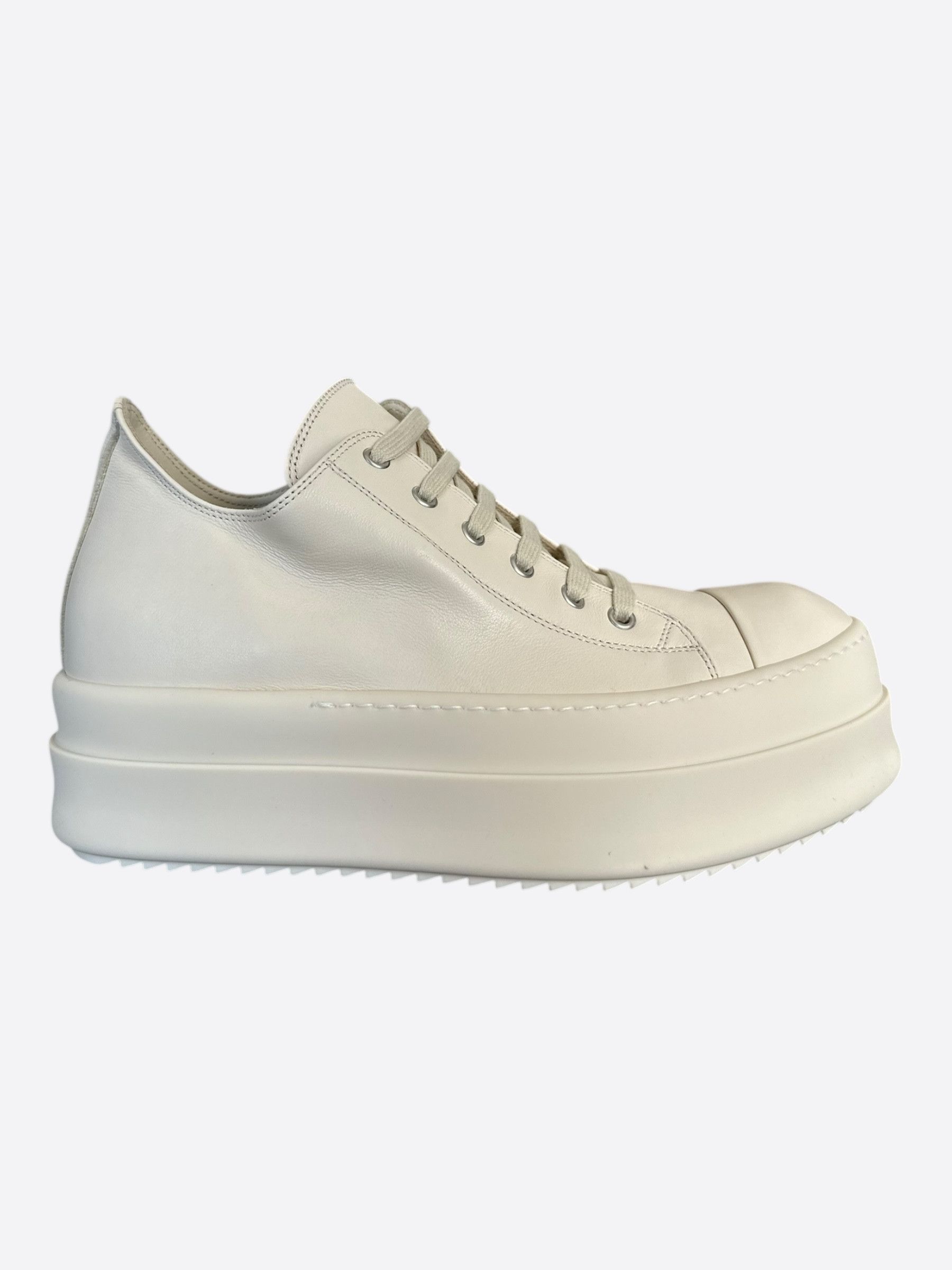 Rick Owens White Leather Mega Bumper Women's Low Top Sneakers Size US 10 / IT 40 - 1 Thumbnail