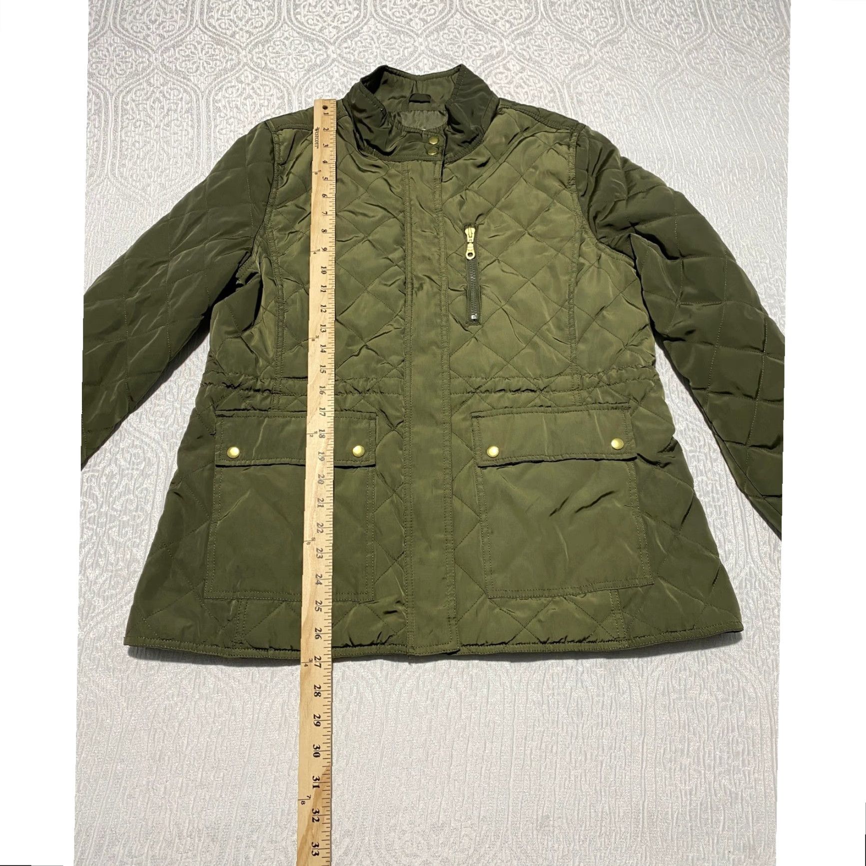Old Navy Old Navy Quilted Jacket Women's Size L Olive Green Full Zip Pockets Size L / US 10 / IT 46 - 6 Thumbnail