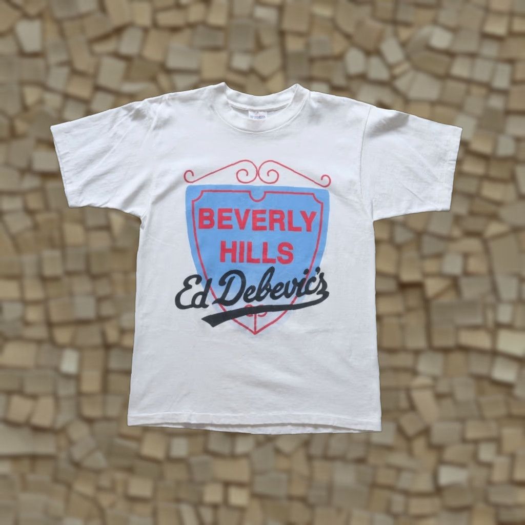 Elwood VINTAGE BEVERLY HILLS DINER ED DEBEVICS HAZELWOOD T SHIRT VTG 70s 80s MADE IN USA MEN SZ M White Cotton Crew Neck Short Sleeve Graphic Print 1970-1979 Size US M / EU 48-50 / 2 - 1 Thumbnail