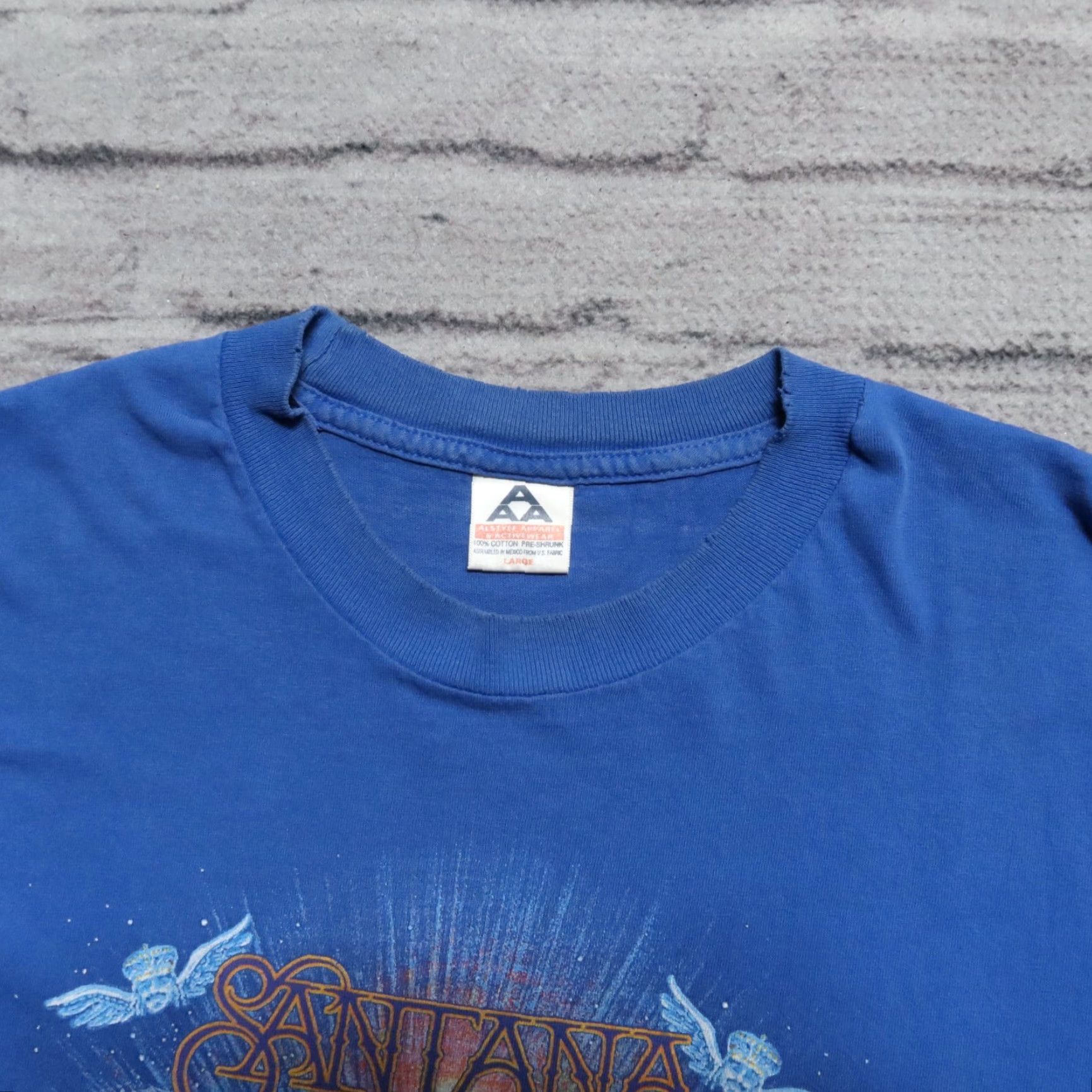 AAA VINTAGE Santana Supernatural Band Shirt L Blue Men Shirt 90s Santana Band Shirt Mens Size US L / EU 52-54 / 3 - 6 Thumbnail