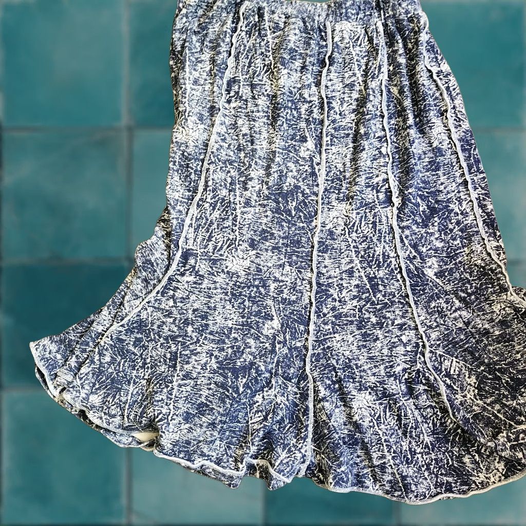 Vintage Bonnie Boynton Women's Blue Maxi Skirt - Size L - Cotton - Pull On - Long - Regular - Spring Summer Fall - Womens Size 36" / US 14 / IT 50 - 1 Thumbnail