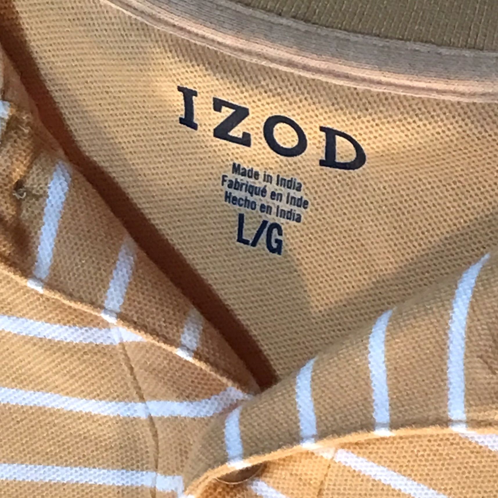Izod IZOD Polo Shirt Mens Size L Orange/White Striped Short Sleeve Casual Lightweight Size US L / EU 52-54 / 3 - 2 Thumbnail