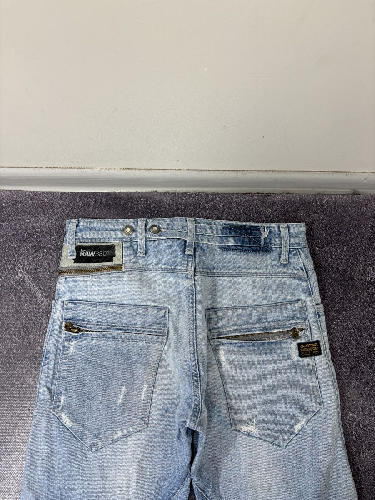 G-Star Vintage G-Star Raw Avant Garde Light Blue Denim Biker Jeans Size US 32 / EU 48 - 5 Thumbnail