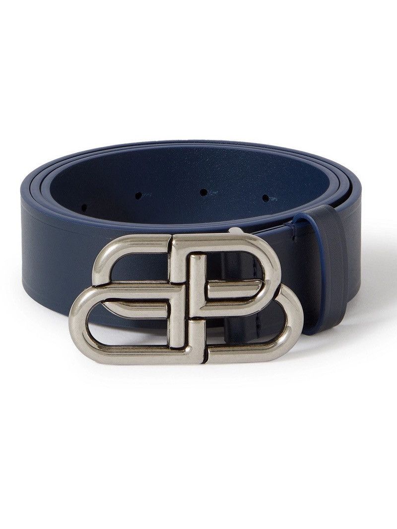 Balenciaga BB Navy Large Leather Belt Size ONE SIZE - 1 Thumbnail
