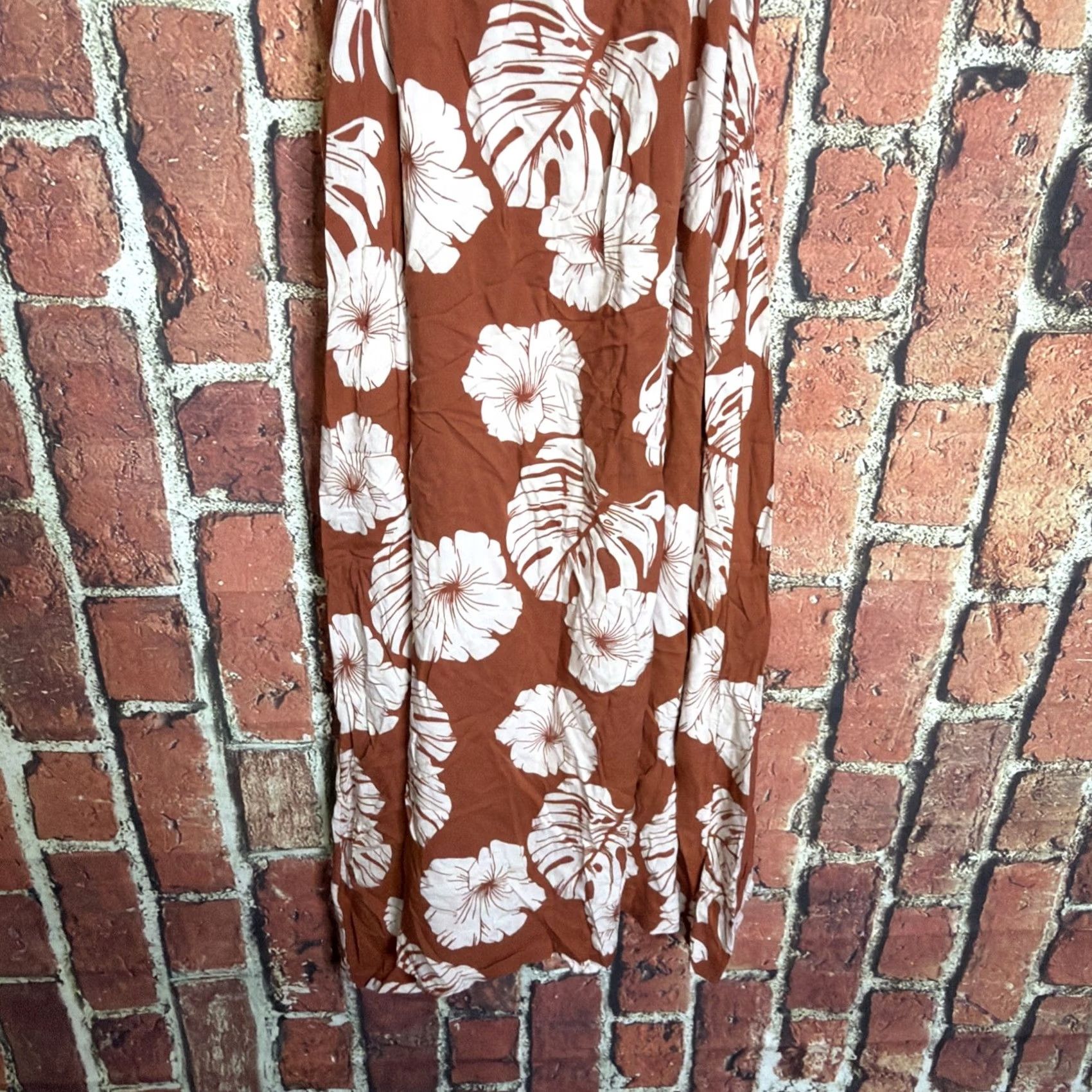 Vintage ROXY Sundress Women's XL Floral Sleeveless Tank Dress Brown Midi Regular Size XL / US 12-14 / IT 48-50 - 5 Thumbnail