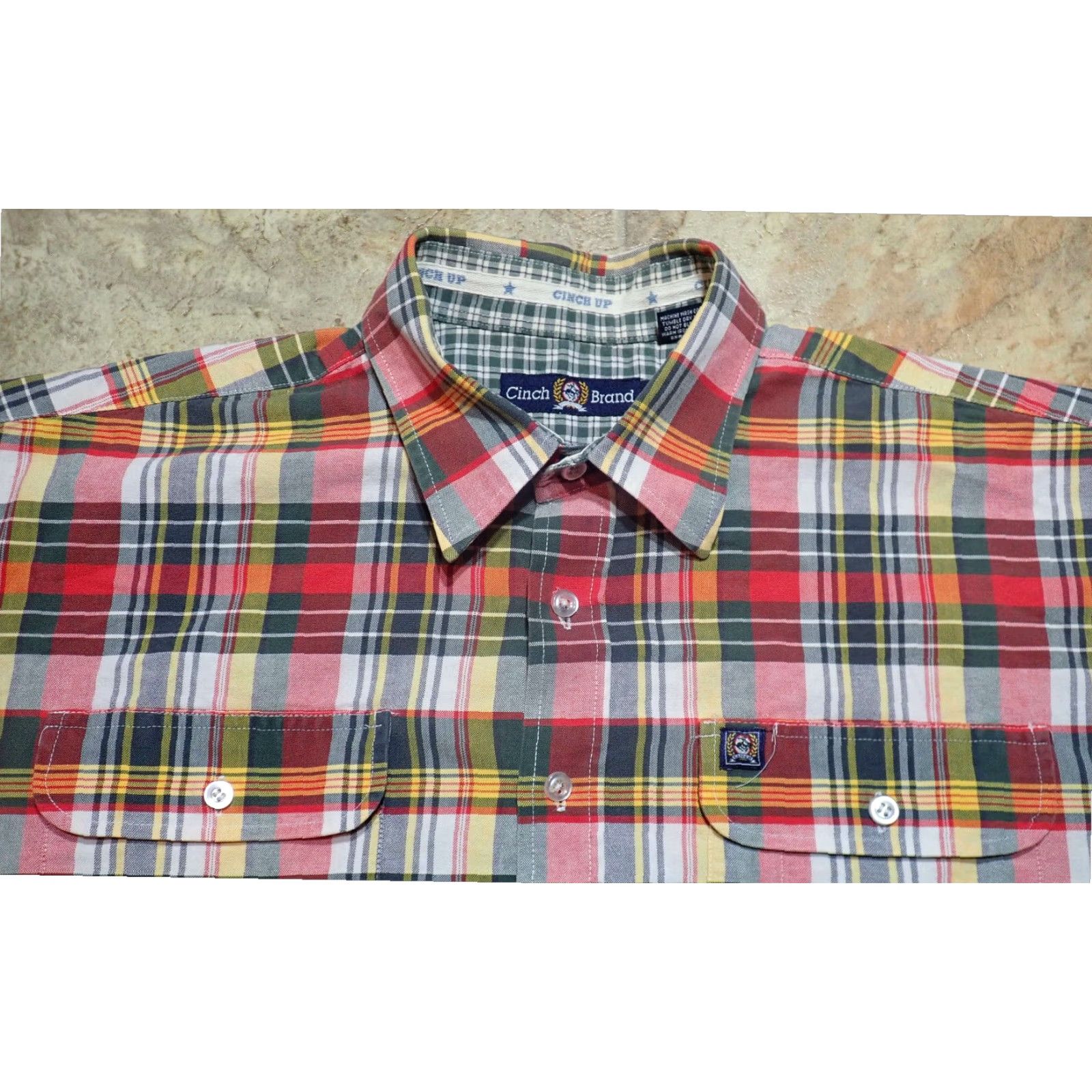 Vintage Cinch Miller Style Mens XL Red Green Plaid Button Front Long Sleeve Flannel Shirt Size US XL / EU 56 / 4 - 7 Thumbnail