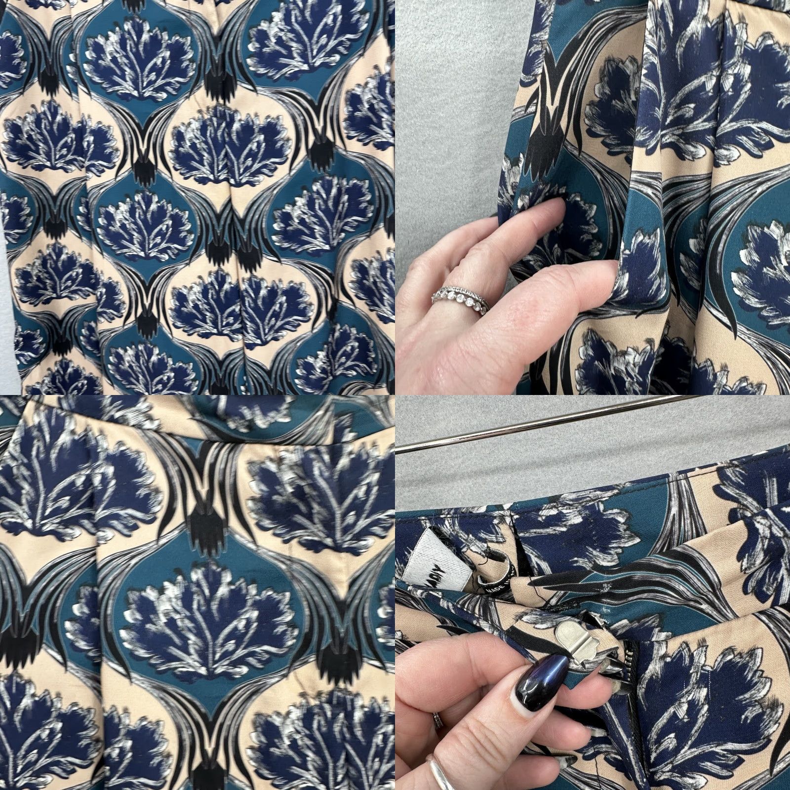 Vintage Yigal Azrouel Pants Womens 2 Flare Trousers Floral Palazzo Wide Leg Blue Paperbag 90s Bohemian Womens Size 26" / US 2 / IT 38 - 8 Thumbnail