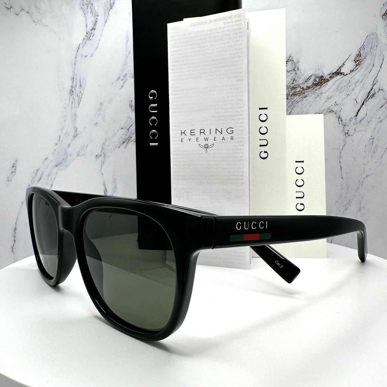 Gucci New GUCCI Sunglasses Black Square Gold Letter Logo Size ONE SIZE - 12 Thumbnail
