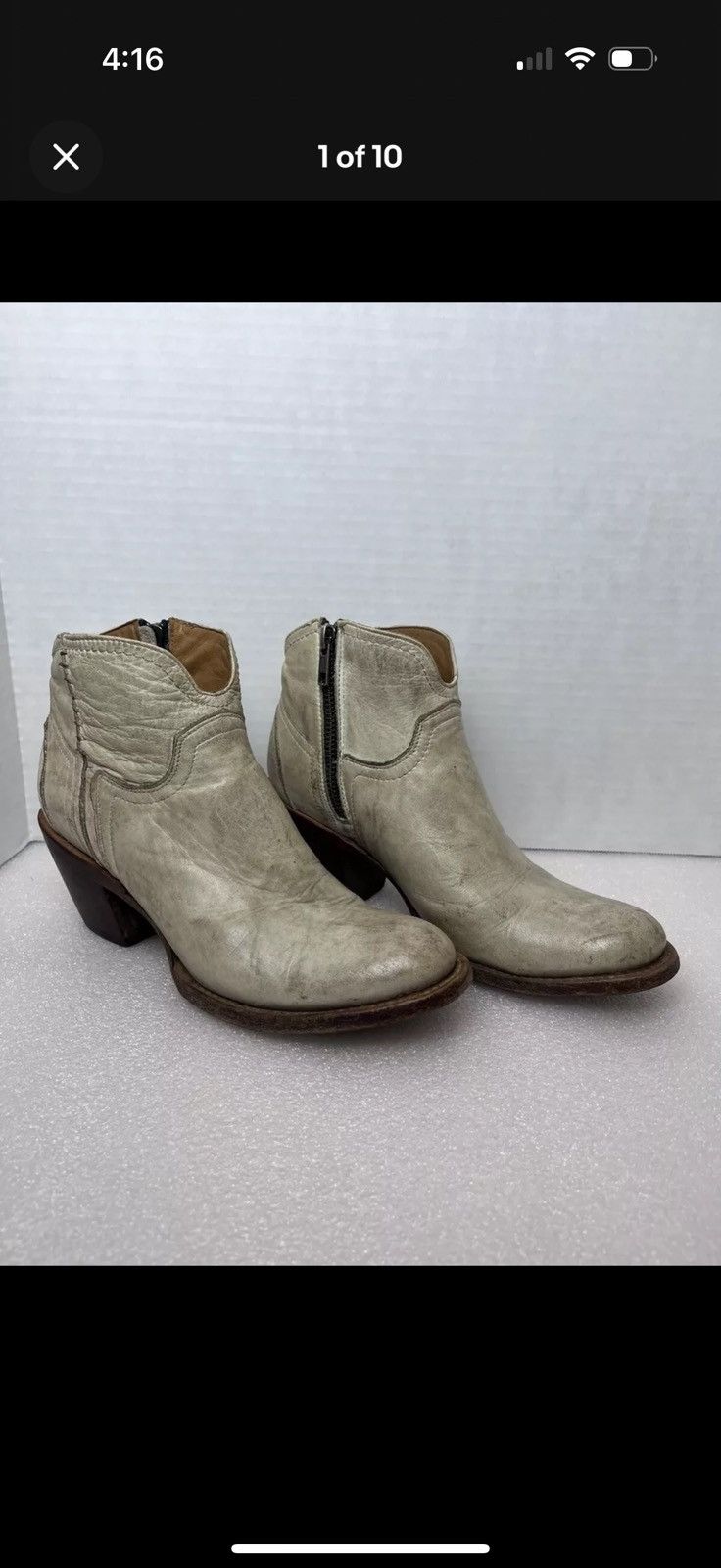 Lucchese LUCCHESE WOMEN'S ERICKA WHITE-DISTRESS BOOTS ROUND TOE 6.5 B Size US 6.5 / IT 36.5 - 1 Thumbnail