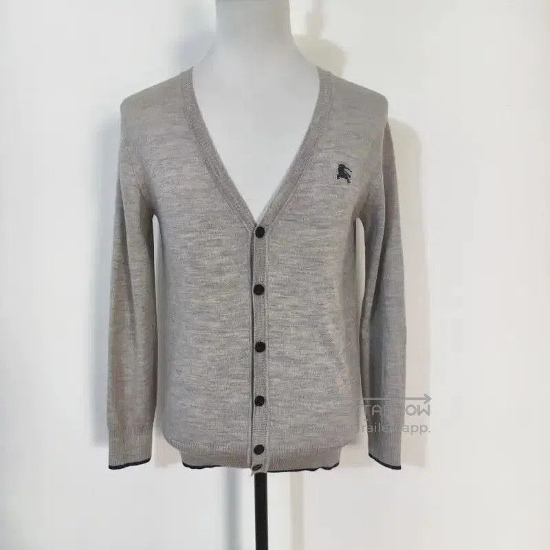 Burberry Gray Wool Striped Cardigan for Men.