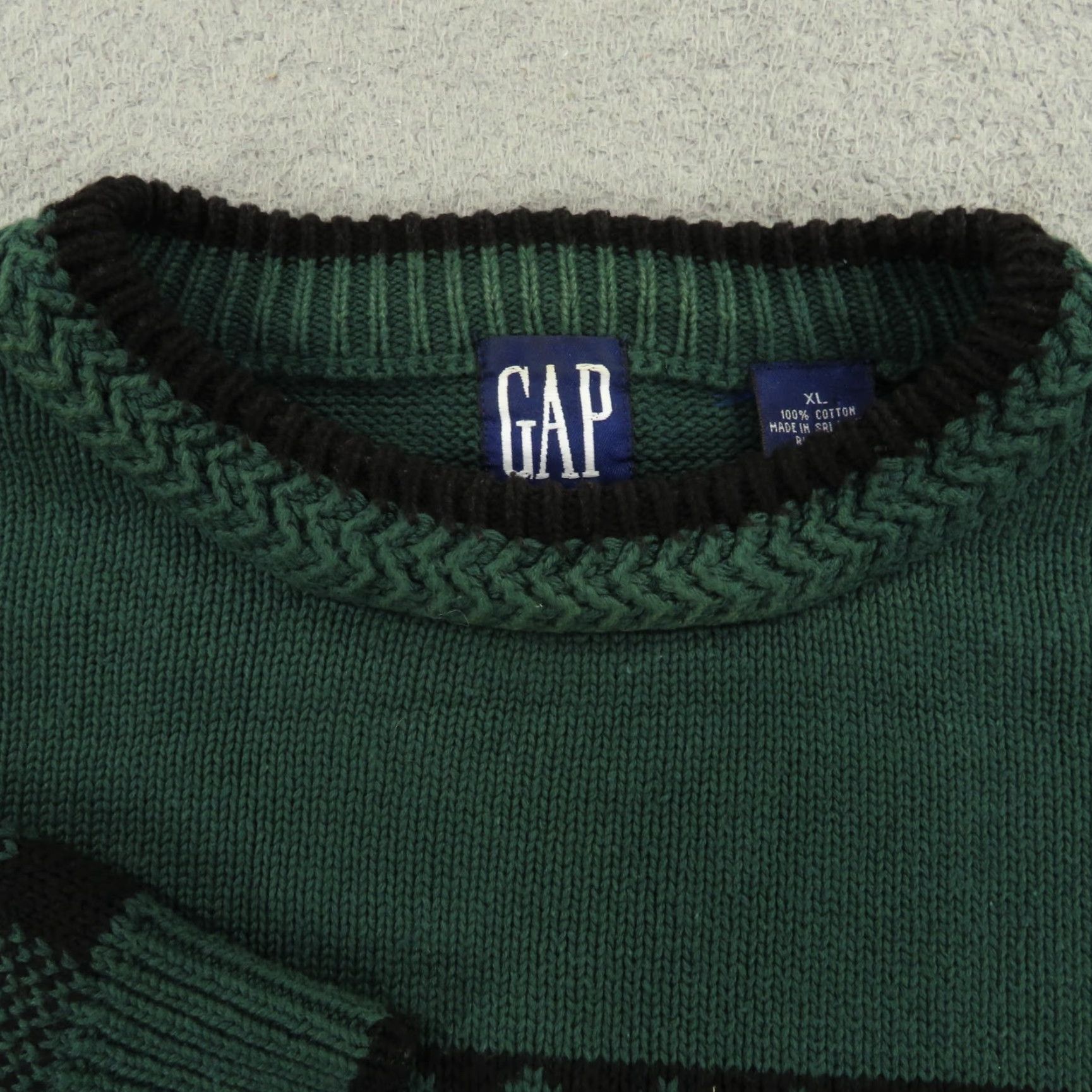 Gap Gap Sweater Men XL Crewneck Fair Isle Vintage 90s Pullover Knit Cotton Green Long Sleeve Chunky Pattern: Fair Isle Size US XL / EU 56 / 4 - 5 Thumbnail