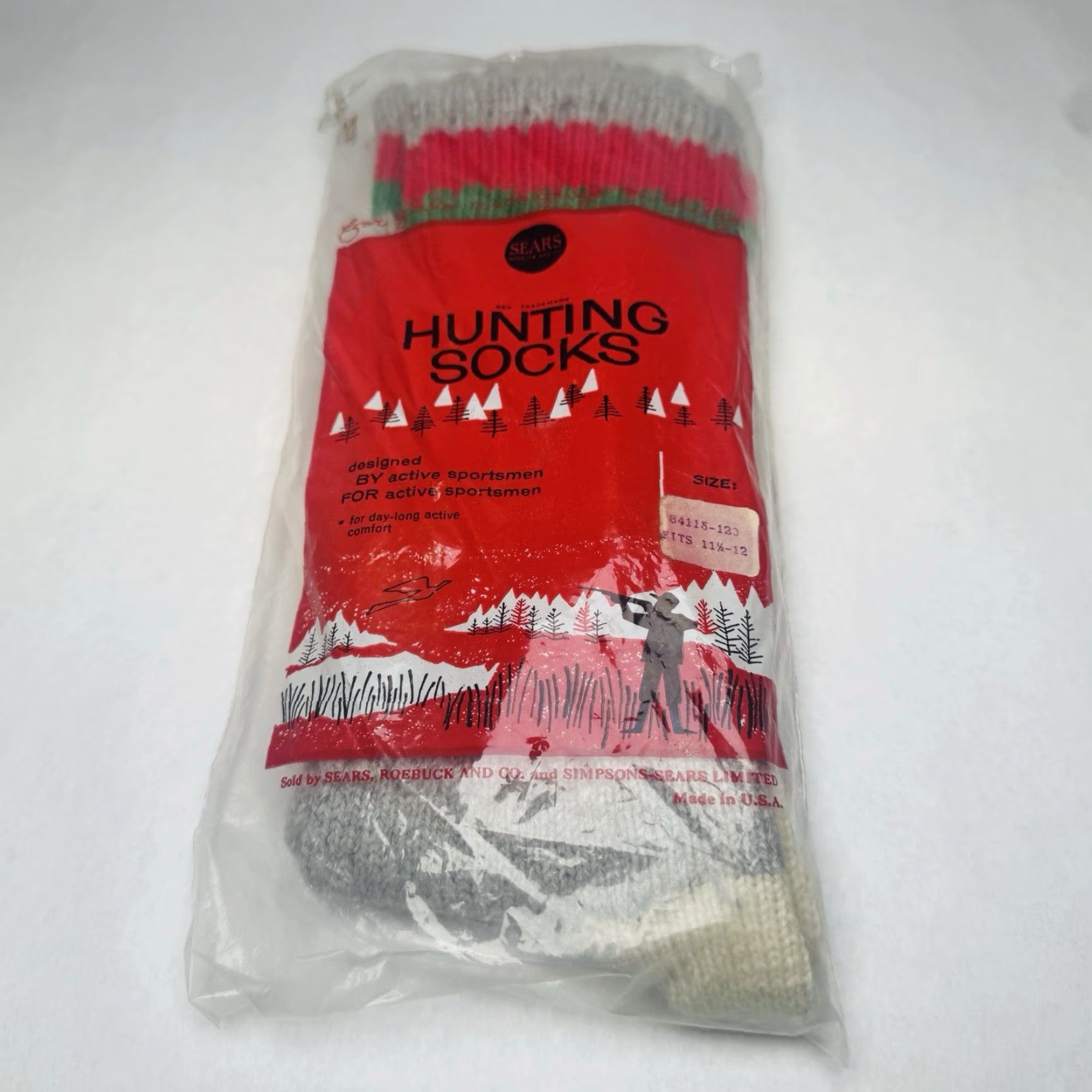 Sears VINTAGE Sears Roebuck NOS Original Label Long Socks Hunting Mens One Size Gray 1970s Cotton Outdoors Bag sz 11.5-12 Size ONE SIZE - 2 Thumbnail