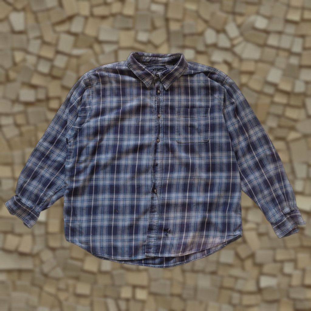 Basic Editions VINTAGE BASIC EDITIONS PLAID SHIRT Button-Up XL Men's Flannel 90s Casual Distressed Blue Long Sleeve Size US XL / EU 56 / 4 - 1 Thumbnail