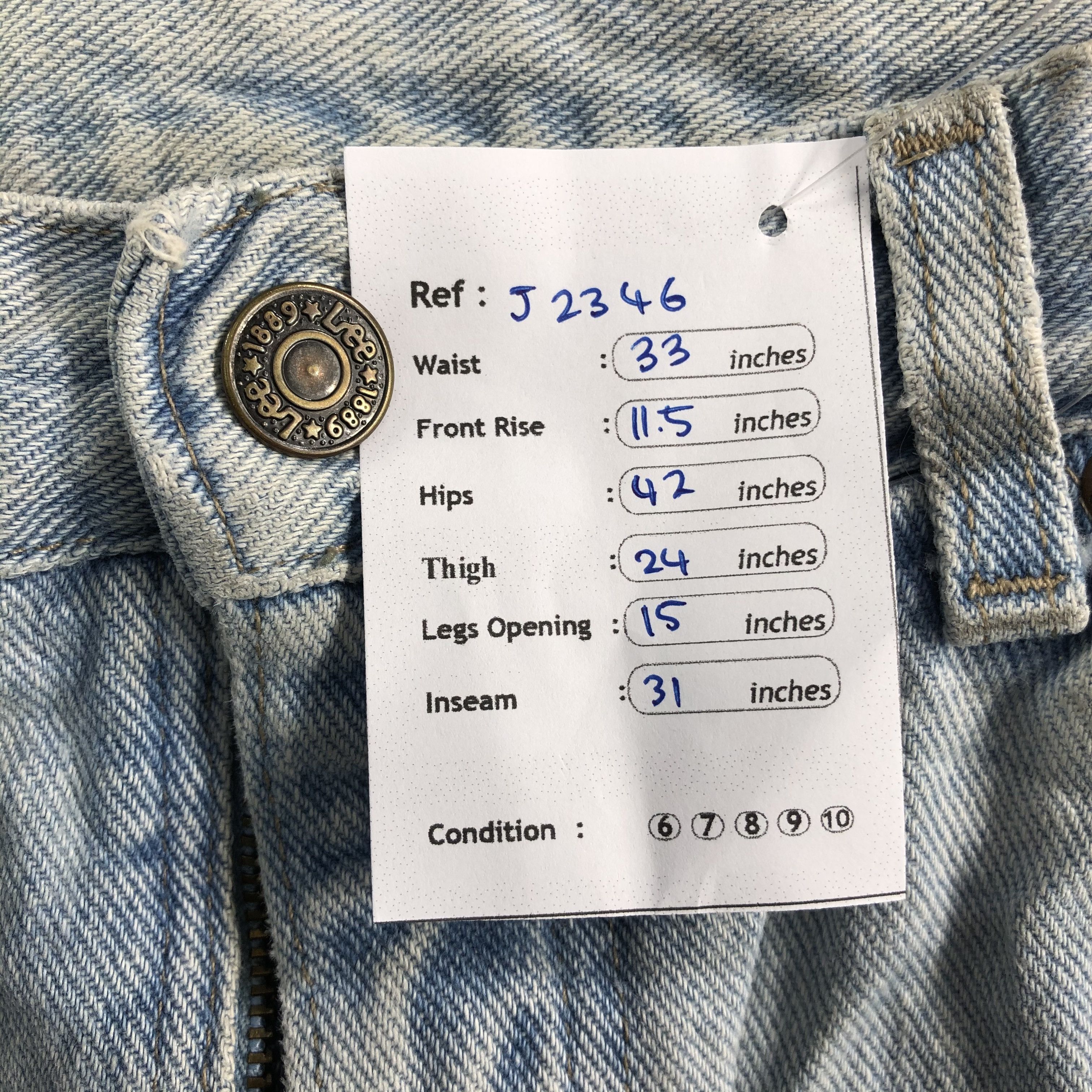 Lee Vintage Light Wash Lee Jeans-J2346 Size US 33 - 12 Thumbnail