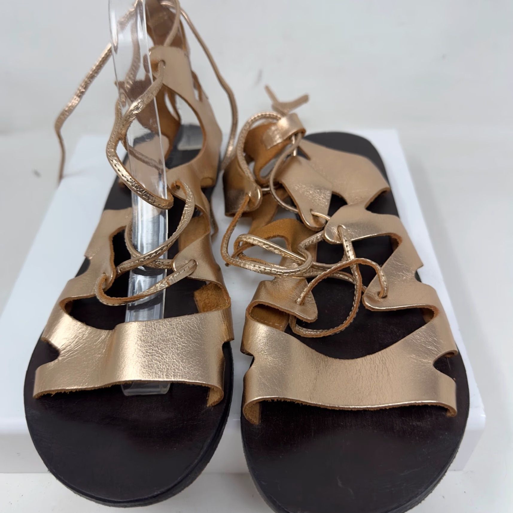 Vintage CB Fusion Sandals Womens 39 8 Rose Gold Copper Strappy Gladiator Leather Boho Clean Casual Travel Wide (C, D, W) Adjustable Vintage? Size US 8 / IT 38 - 5 Thumbnail